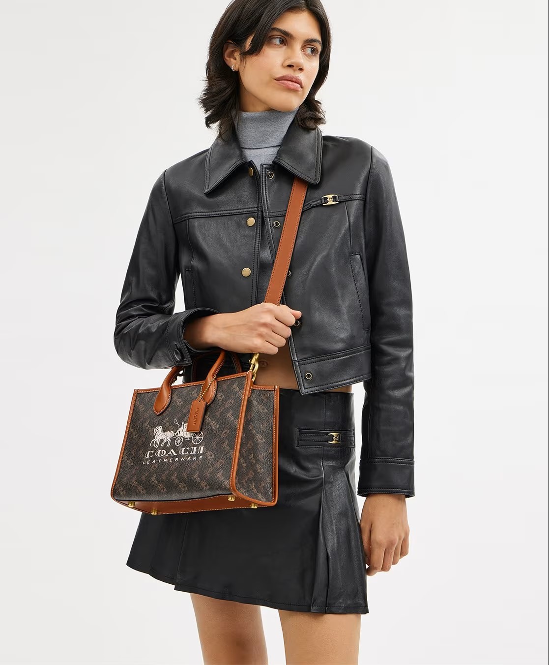 Túi Coach nữ Ace Tote 26 With Horse And Carriage Print Dark Brown CR680 5