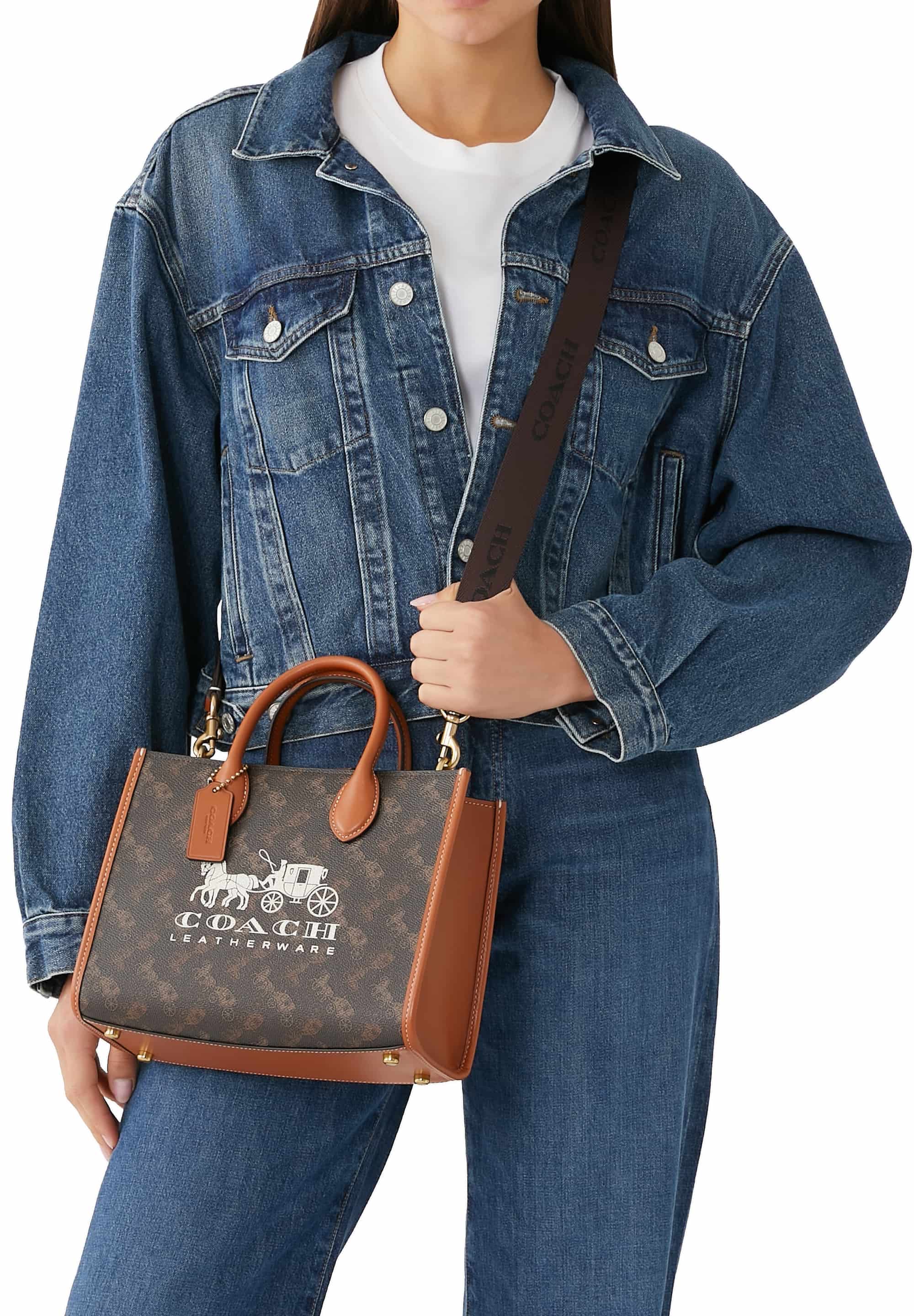 Túi Coach nữ Ace Tote 26 With Horse And Carriage Print Dark Brown CR680 6