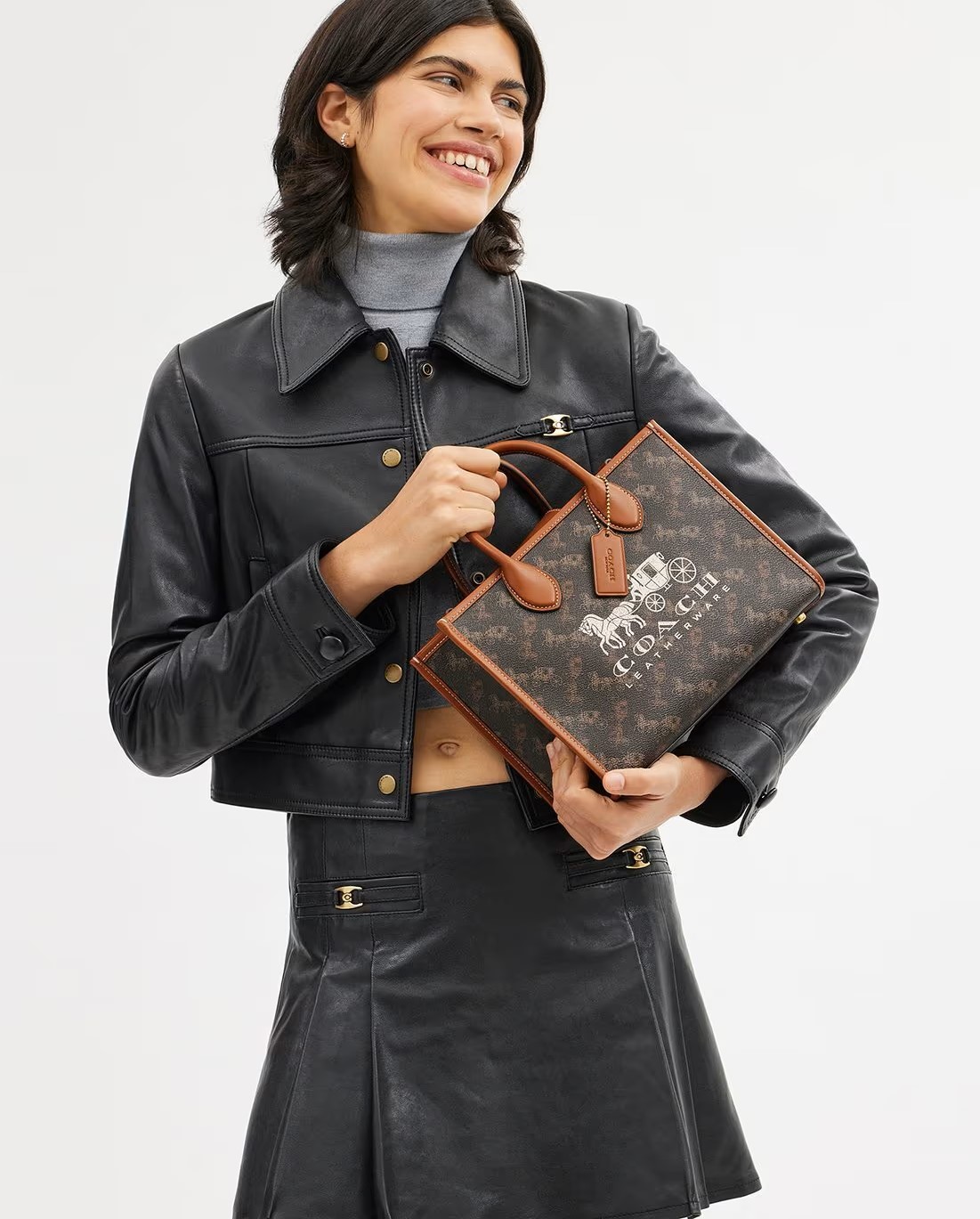Túi Coach nữ Ace Tote 26 With Horse And Carriage Print Dark Brown CR680 11