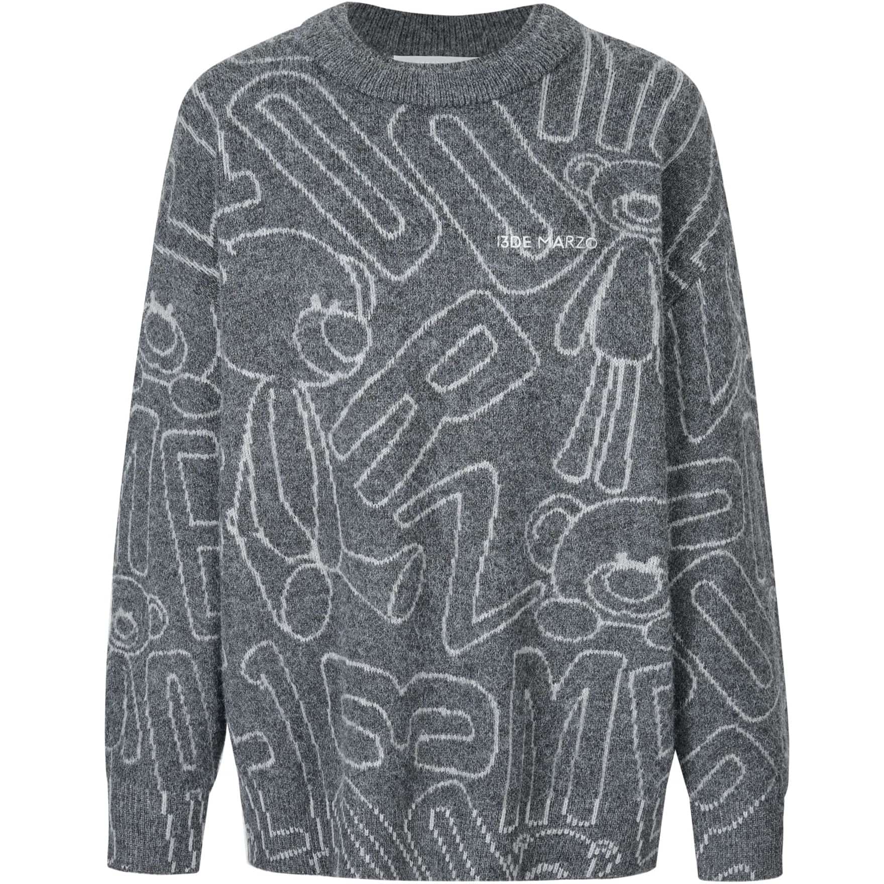 Áo gấu 13DE Marzo Bear Logo Sketch Jumper Grey 6