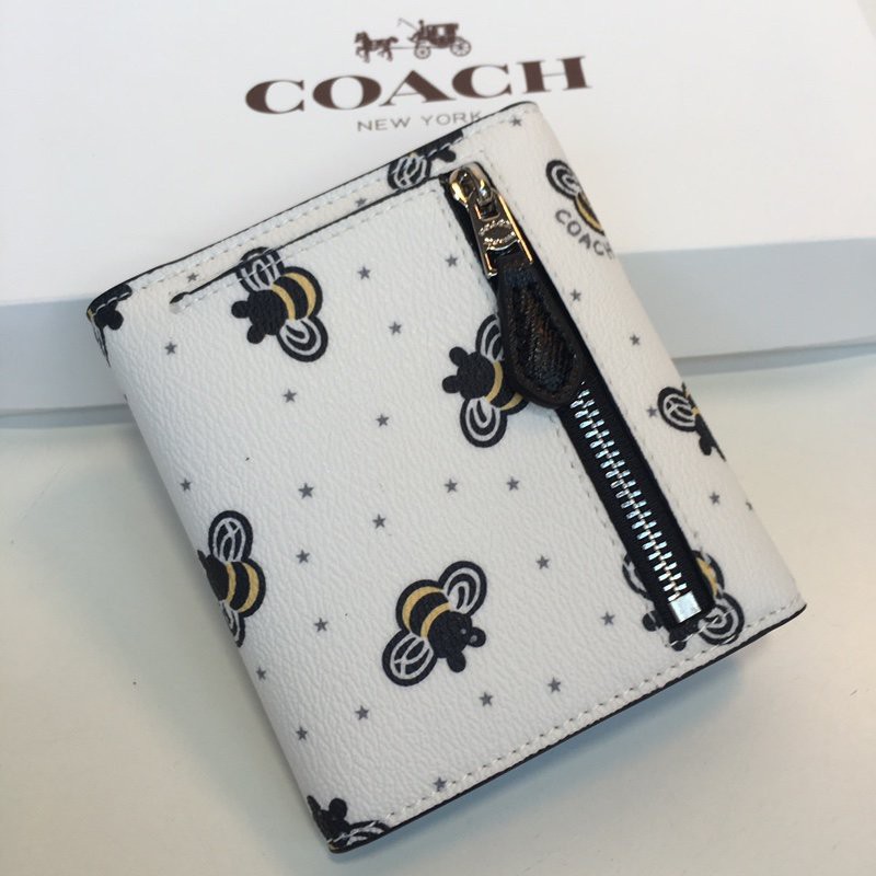 VÍ NGẮN GẬP NỮ COACH SMALL WALLET WITH BEE PRINT 6