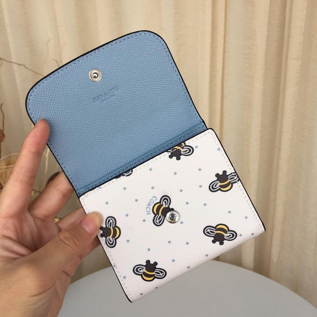 VÍ NGẮN GẬP NỮ COACH SMALL WALLET WITH BEE PRINT 8