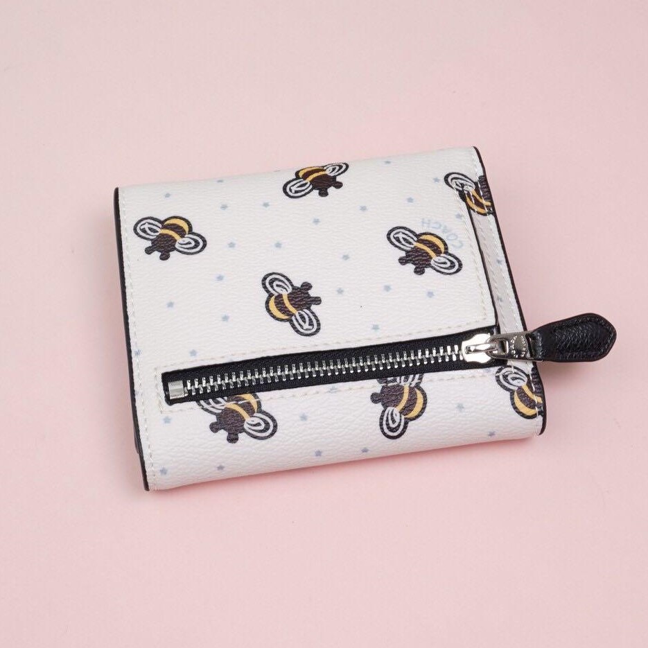VÍ NGẮN GẬP NỮ COACH SMALL WALLET WITH BEE PRINT 9