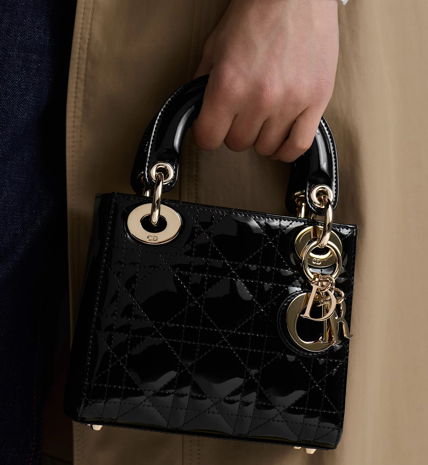 Túi Mini Lady Dior Bag Black Patent Cannage Calfskin 7