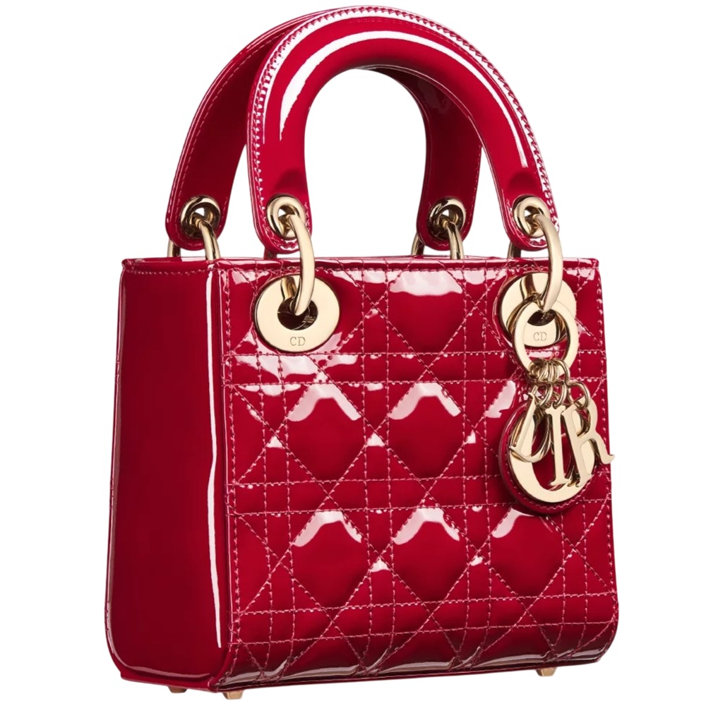 Túi Mini Lady Dior Bag Cherry Red Patent Cannage Calfskin 2