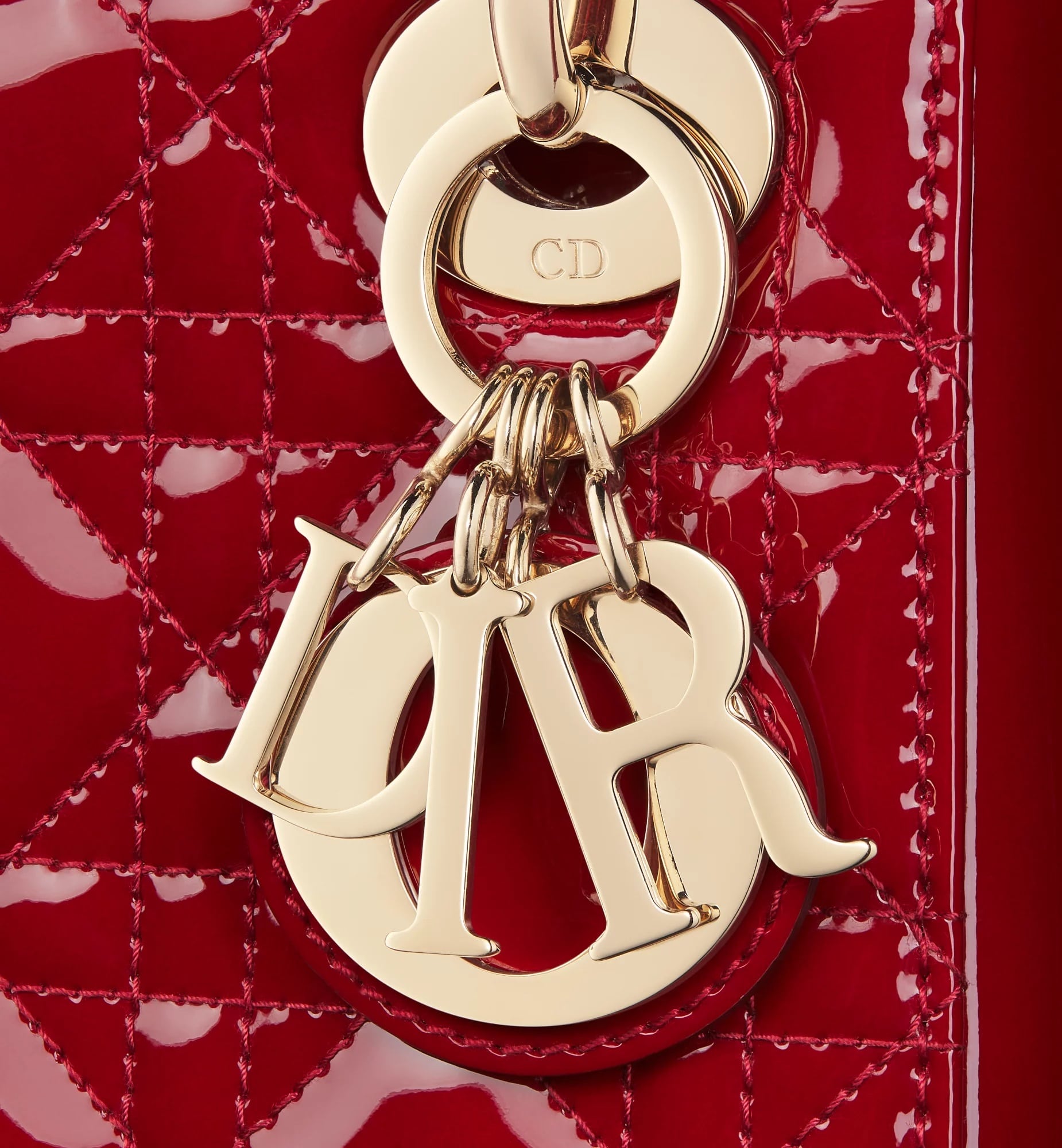 Túi Mini Lady Dior Bag Cherry Red Patent Cannage Calfskin 3