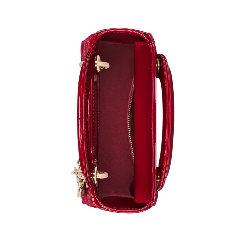 Túi Mini Lady Dior Bag Cherry Red Patent Cannage Calfskin 4