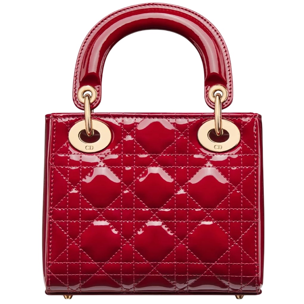 Túi Mini Lady Dior Bag Cherry Red Patent Cannage Calfskin 5