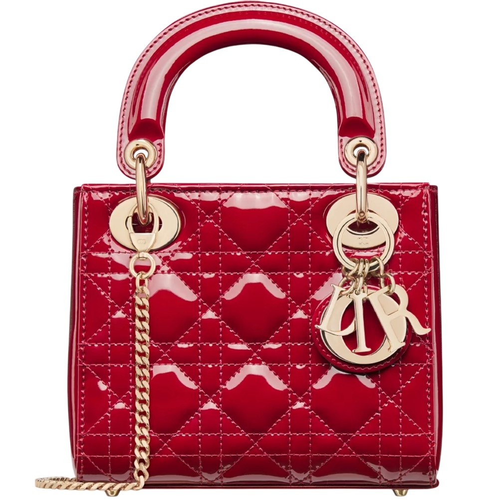 Túi Mini Lady Dior Bag Cherry Red Patent Cannage Calfskin 7