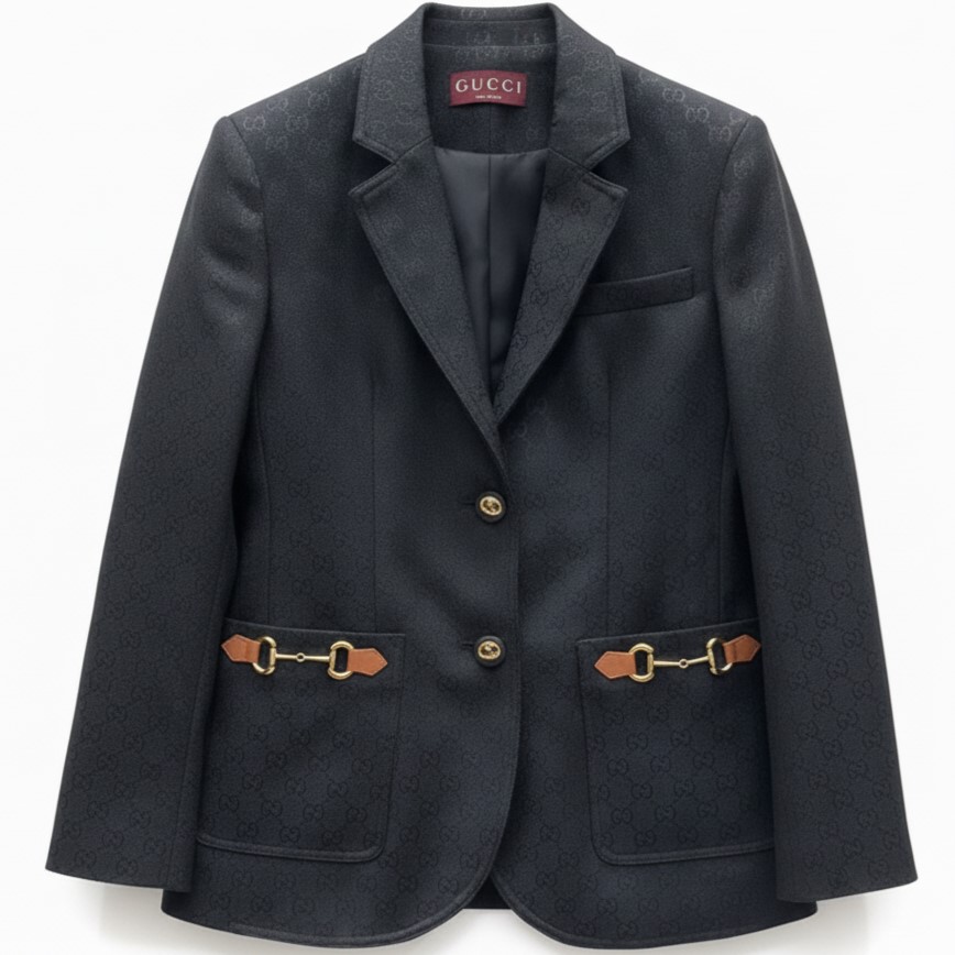 Áo vest đen nữ Gucci đính logo 1