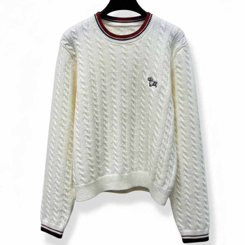 Set áo váy len xám vàng kem Thom Browne 3