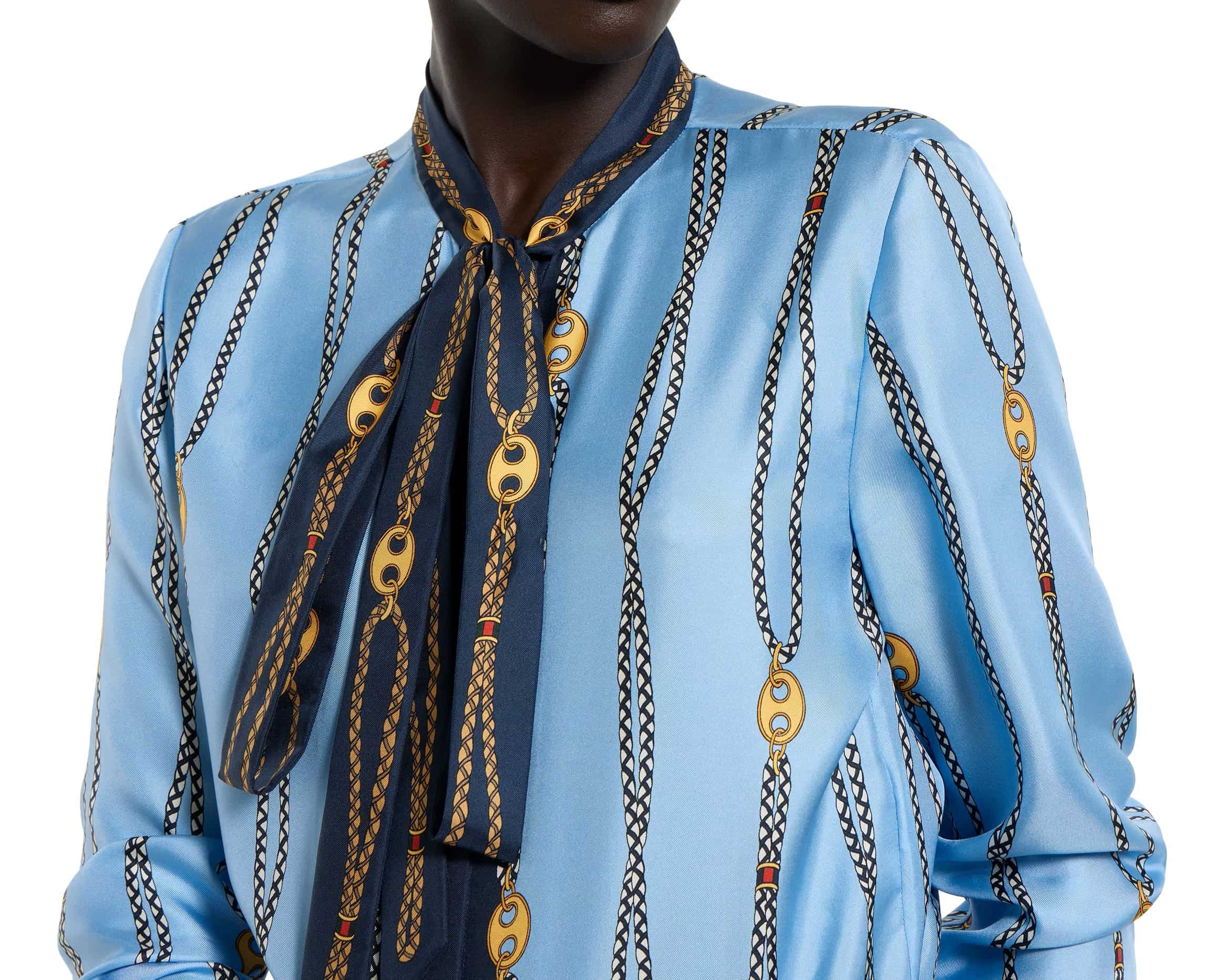 Áo sơ mi lụa Gucci Printed Silk Twill Shirt 7