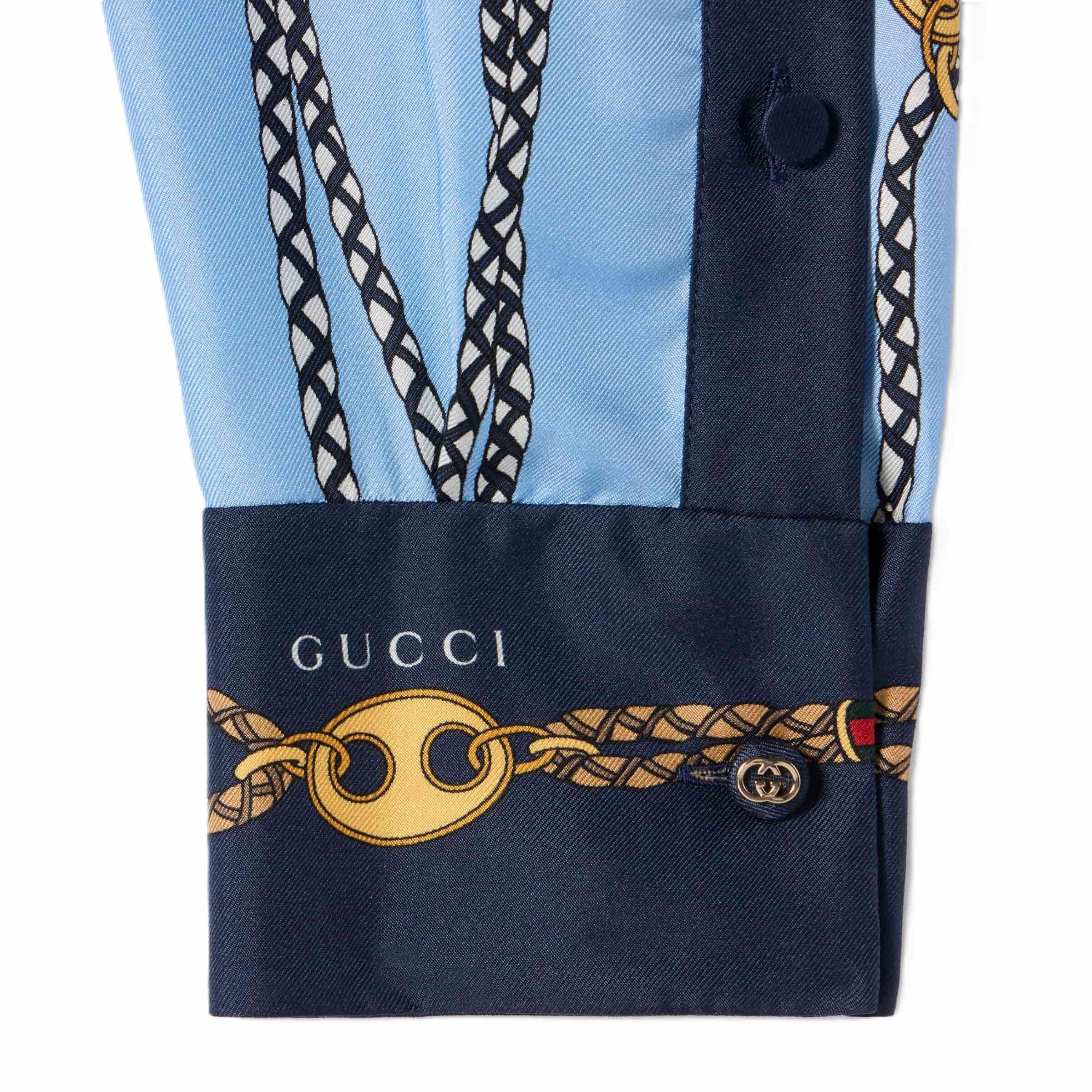 Áo sơ mi lụa Gucci Printed Silk Twill Shirt 11