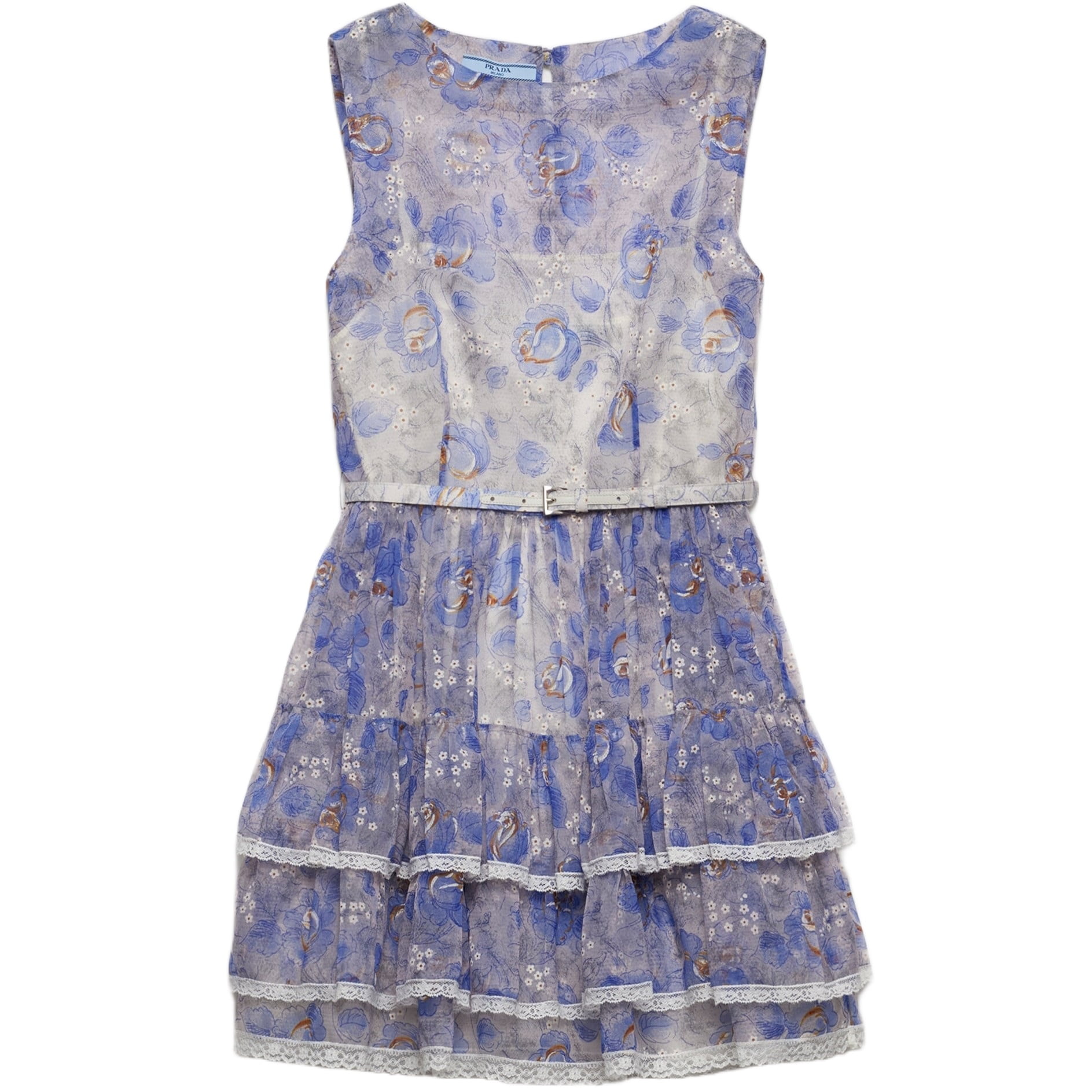 Đầm Prada Floral Ruffle-Trim Woven Mini Dress 3