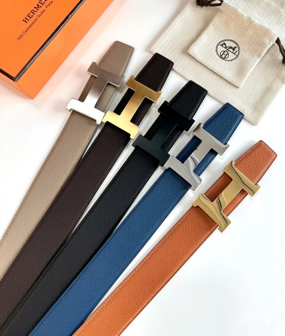 Dây nịt Hermes H Guillochee Belt Buckle Reversible Leather Strap Noir 38 mm 1