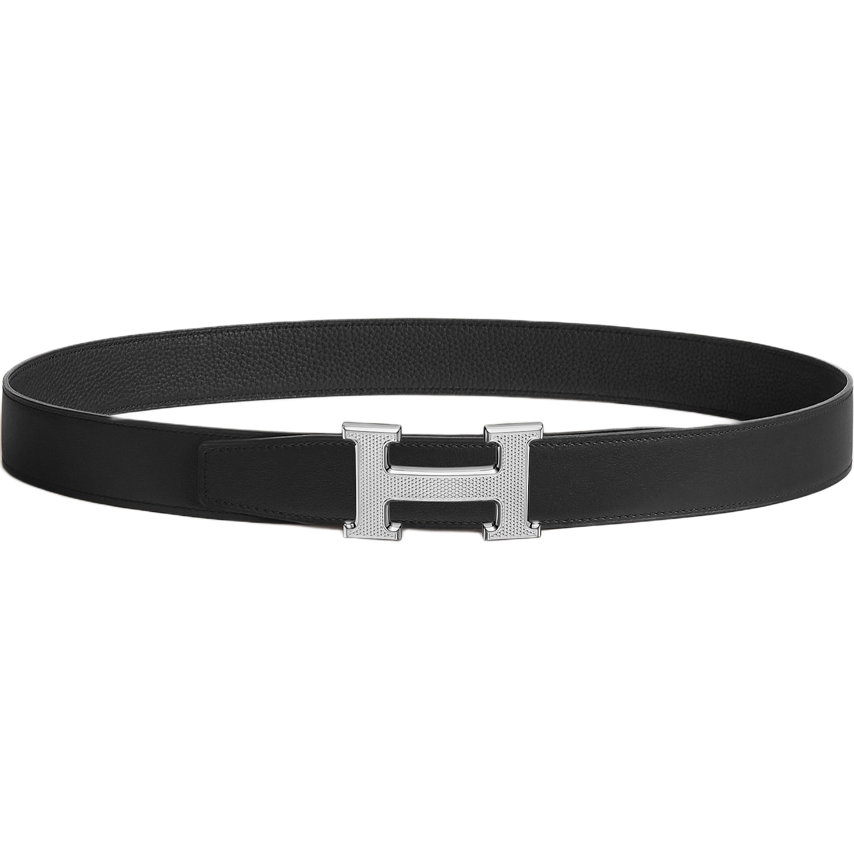 Dây nịt Hermes H Guillochee Belt Buckle Reversible Leather Strap Noir 38 mm 3