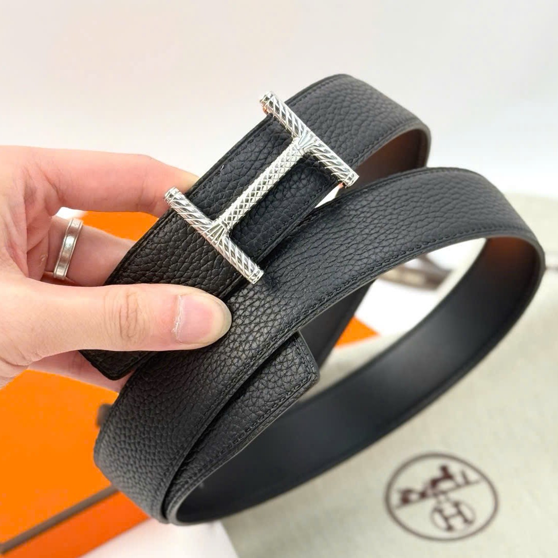 Thắt lưng Hermes H Hisseo Belt Buckle Reversible Leather Strap Noir 32 mm 4
