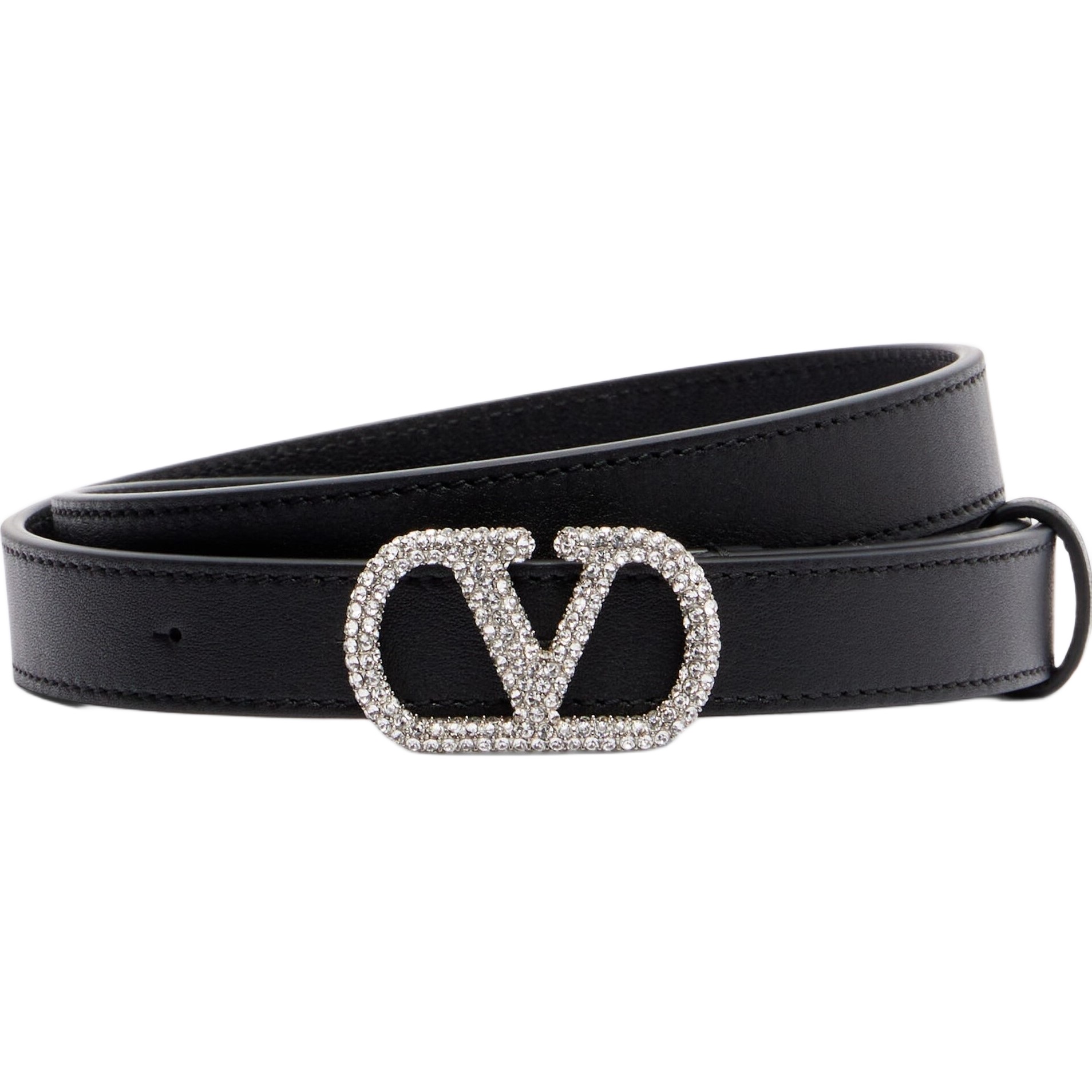Thắt lưng Valentino Garavani VLogo Crystal-embellished Leather Belt 1