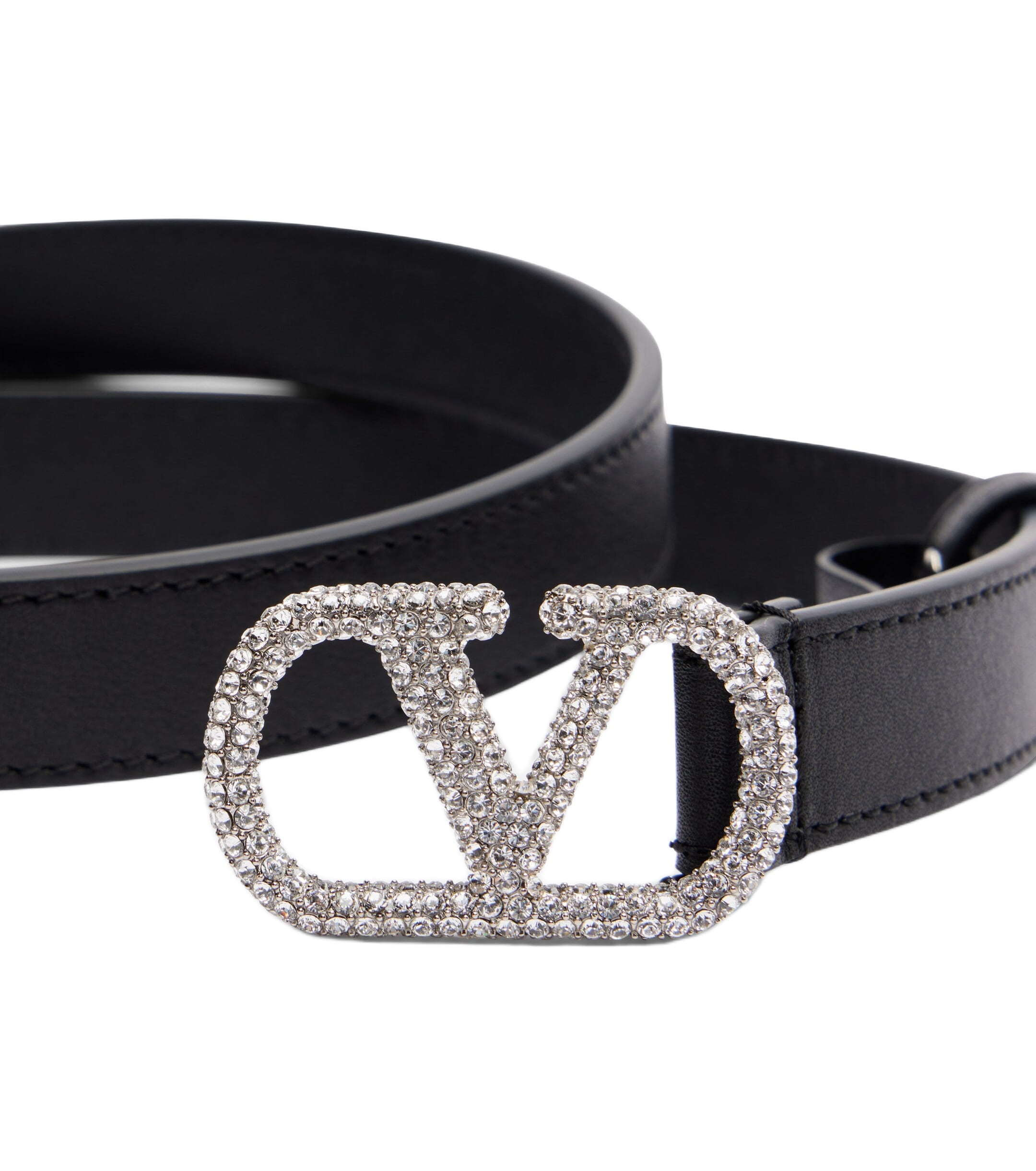 Thắt lưng Valentino Garavani VLogo Crystal-embellished Leather Belt 2