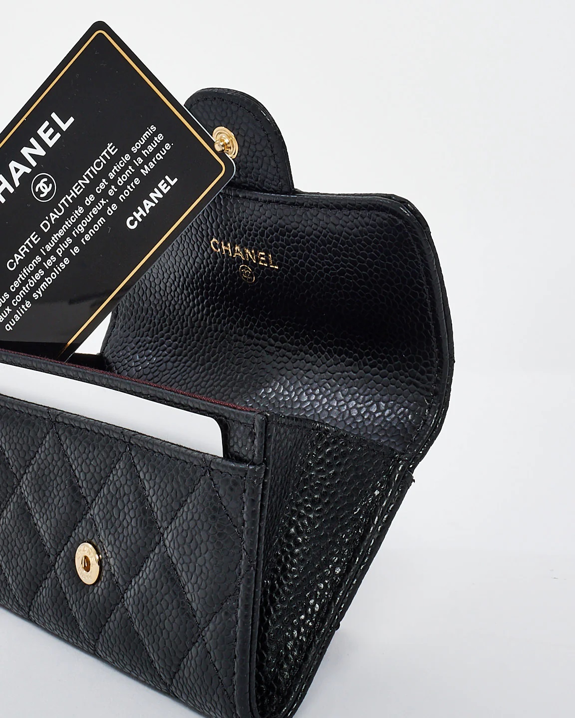 Ví Chanel Black Caviar Leather Classic Flap Card Holder 10