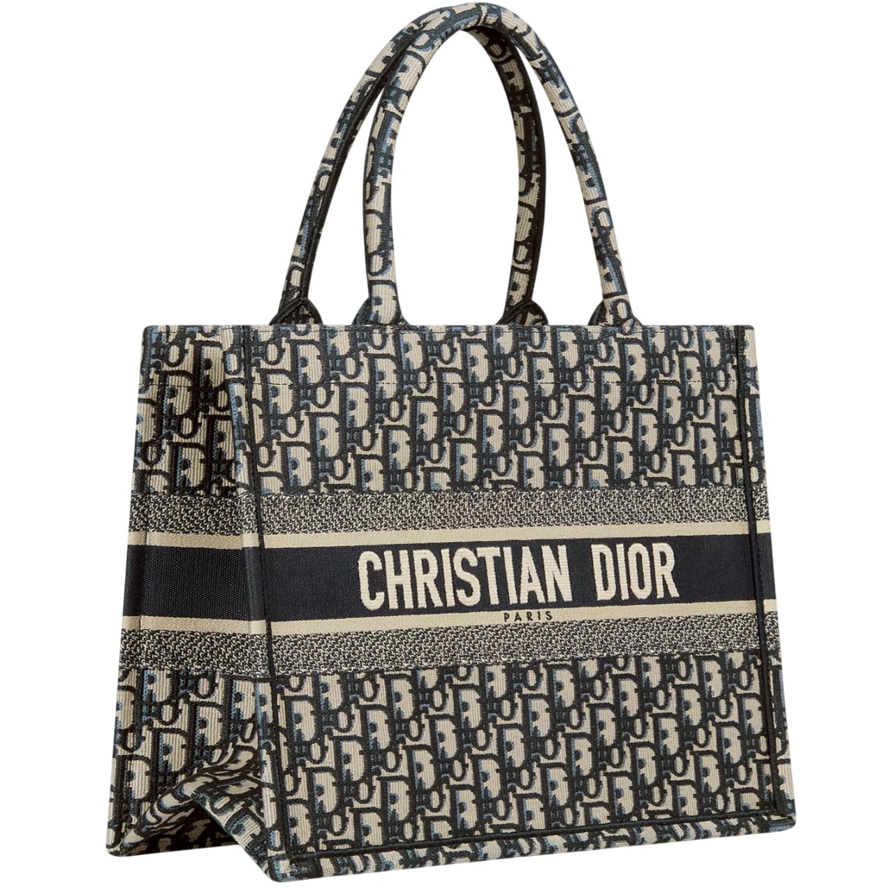 Túi xách nữ Medium Christian Dior Book Tote Ecru and Blue Dior Oblique Embroidery 5