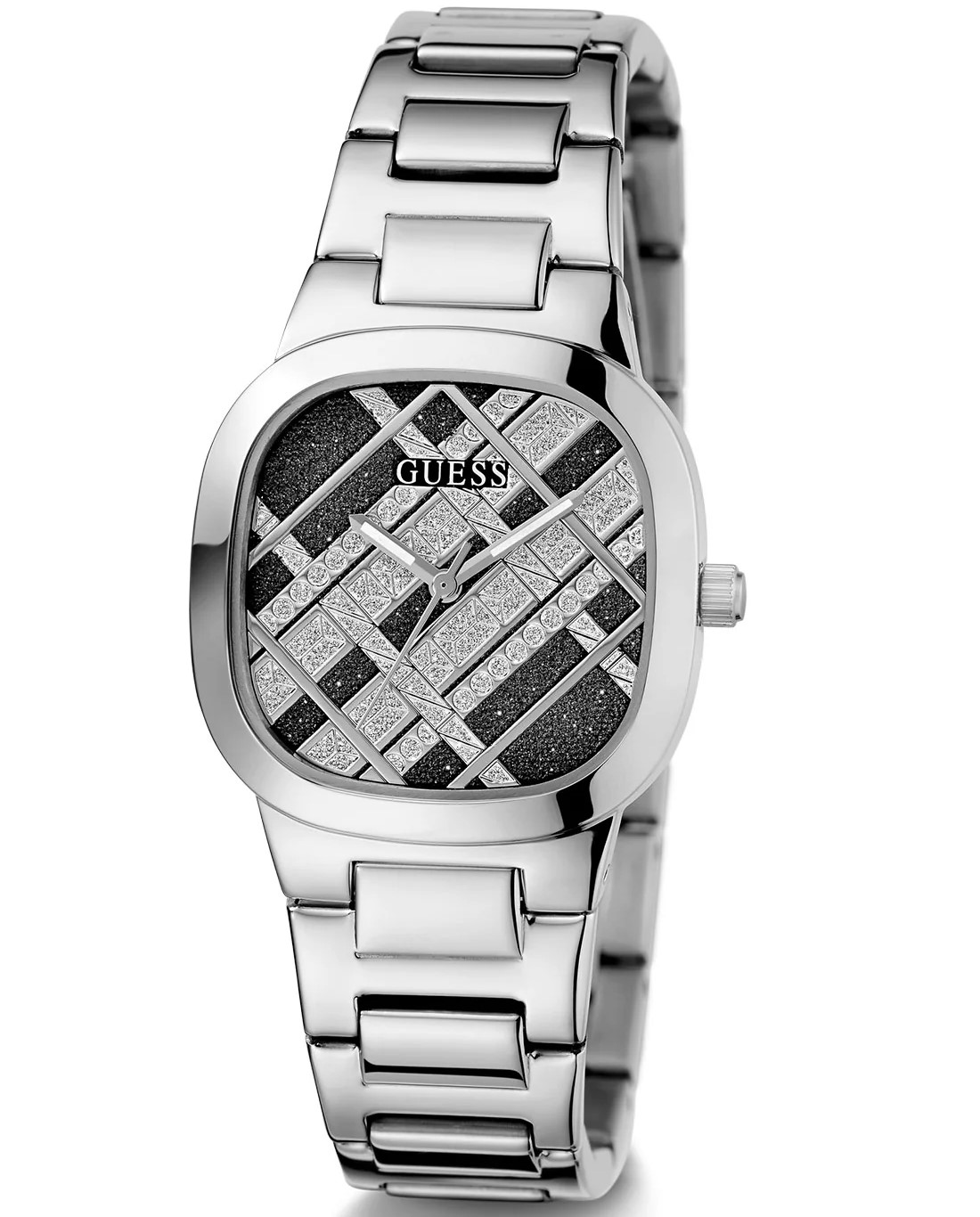 ĐỒNG HỒ NỮ GUESS SILVER TONE AND BLACK GLITTER ANALOG WATCH GW0600L1 4