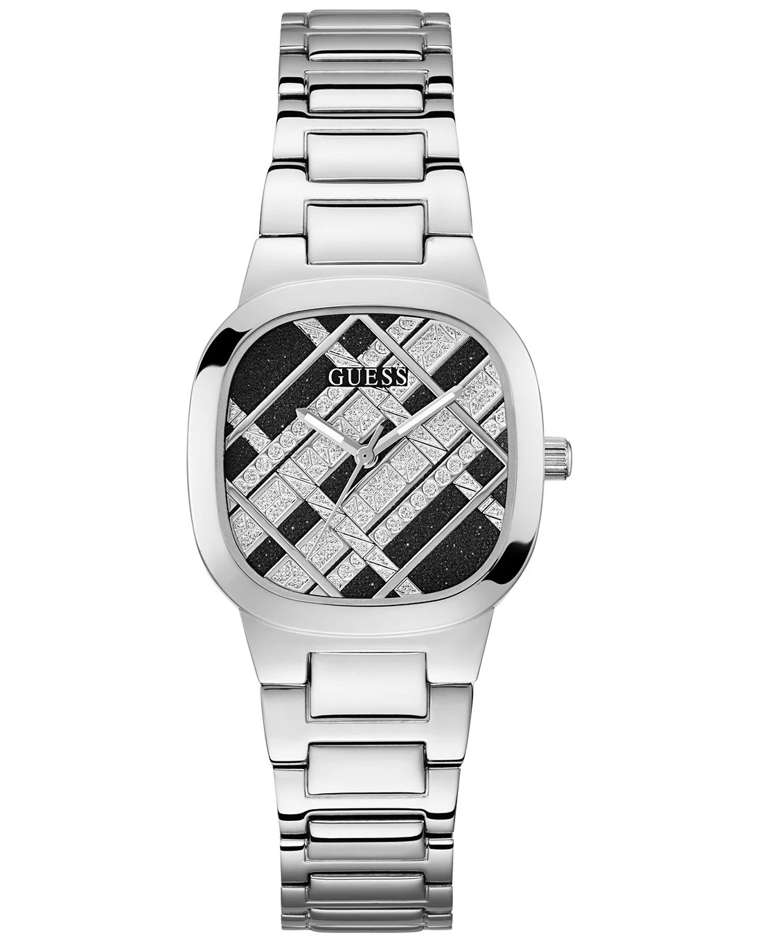 ĐỒNG HỒ NỮ GUESS SILVER TONE AND BLACK GLITTER ANALOG WATCH GW0600L1 5