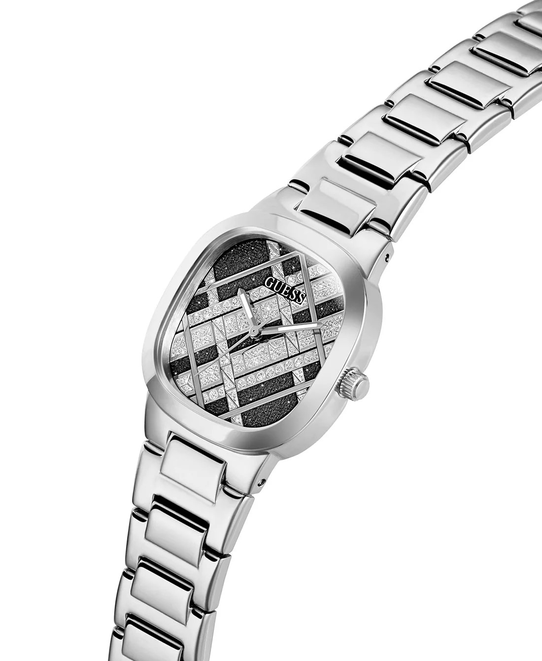 ĐỒNG HỒ NỮ GUESS SILVER TONE AND BLACK GLITTER ANALOG WATCH GW0600L1 3