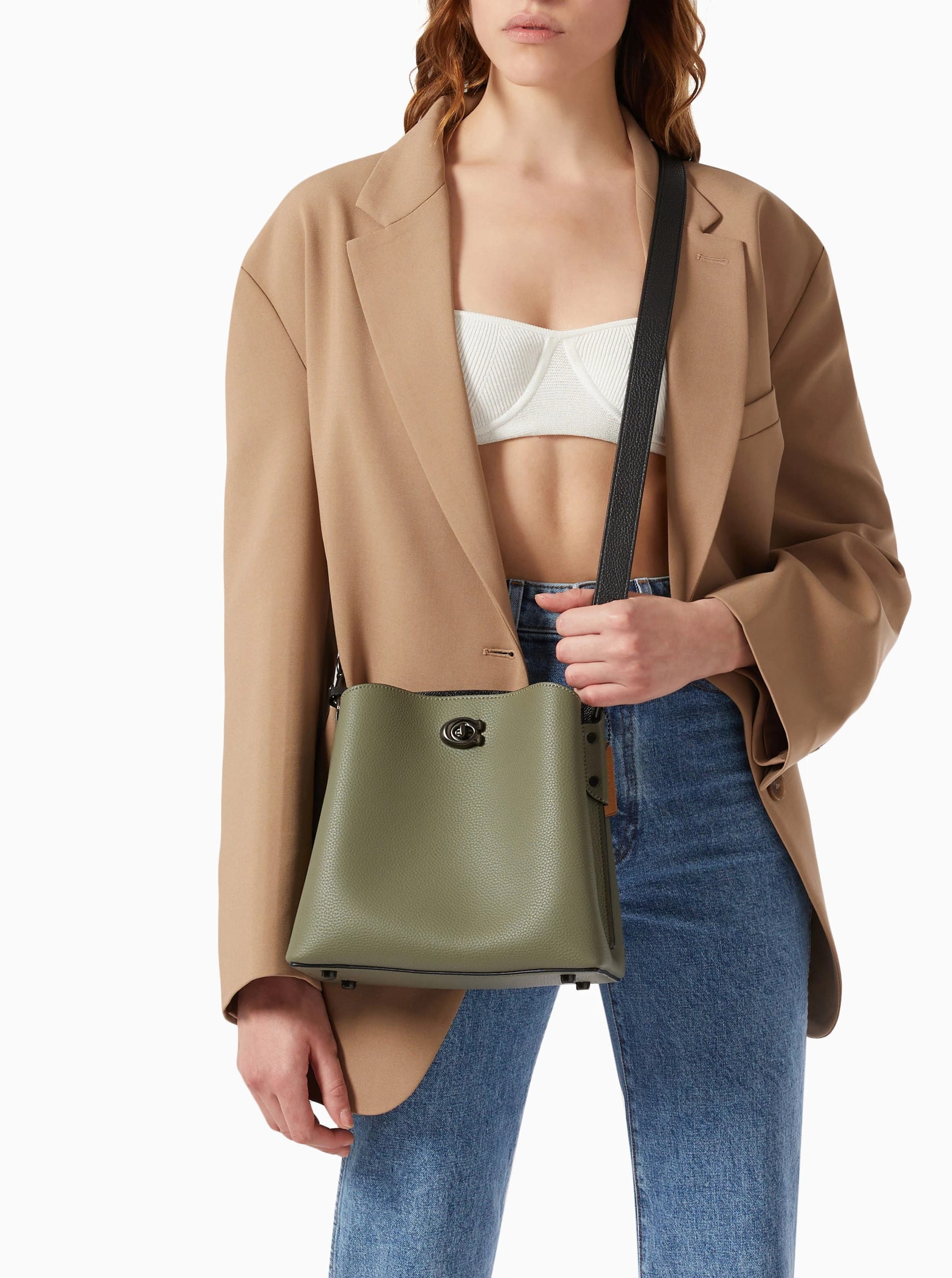Túi Coach Willow Bucket Bag In Colorblock Army Green Multicolour C3766 2