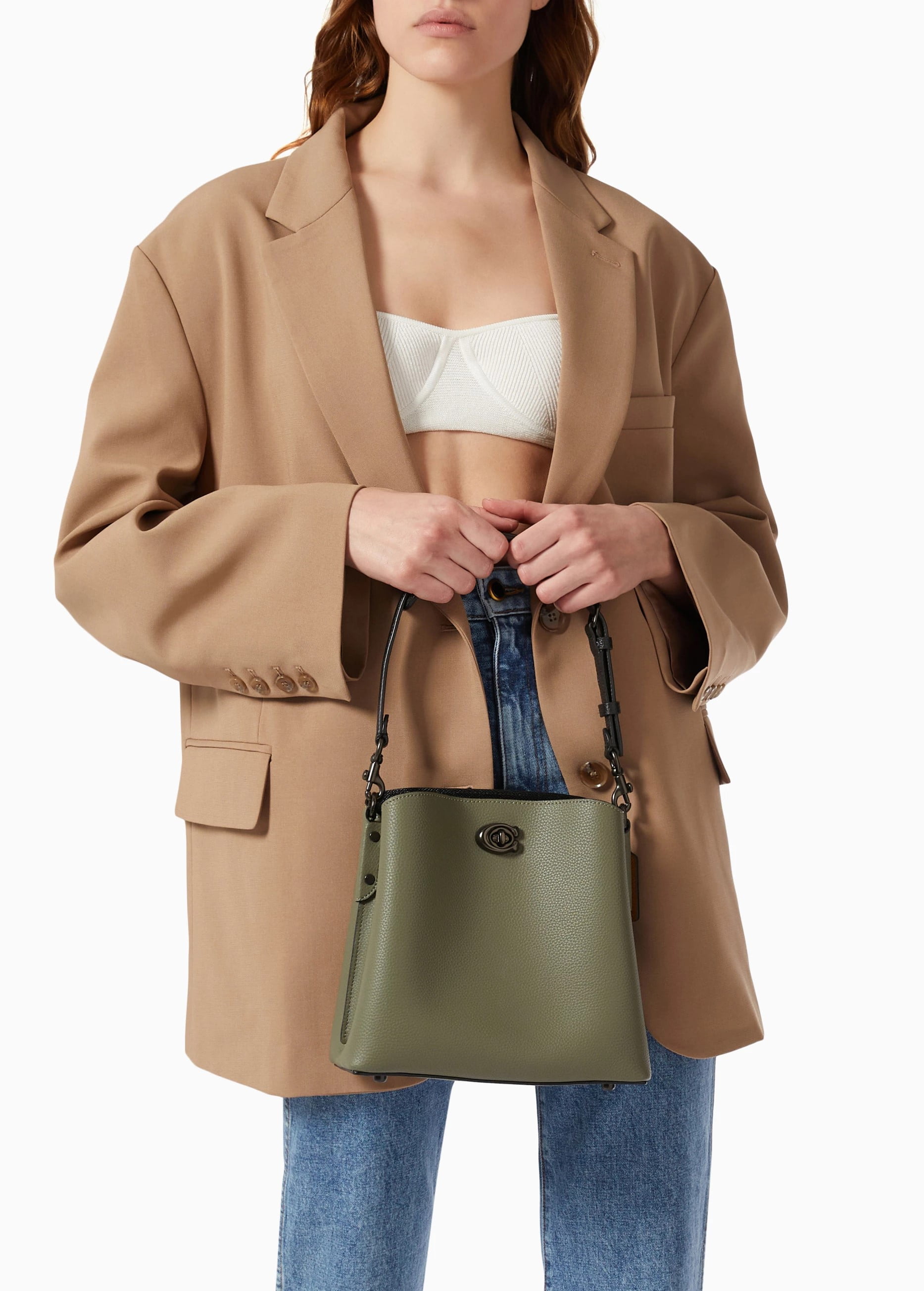 Túi Coach Willow Bucket Bag In Colorblock Army Green Multicolour C3766 8