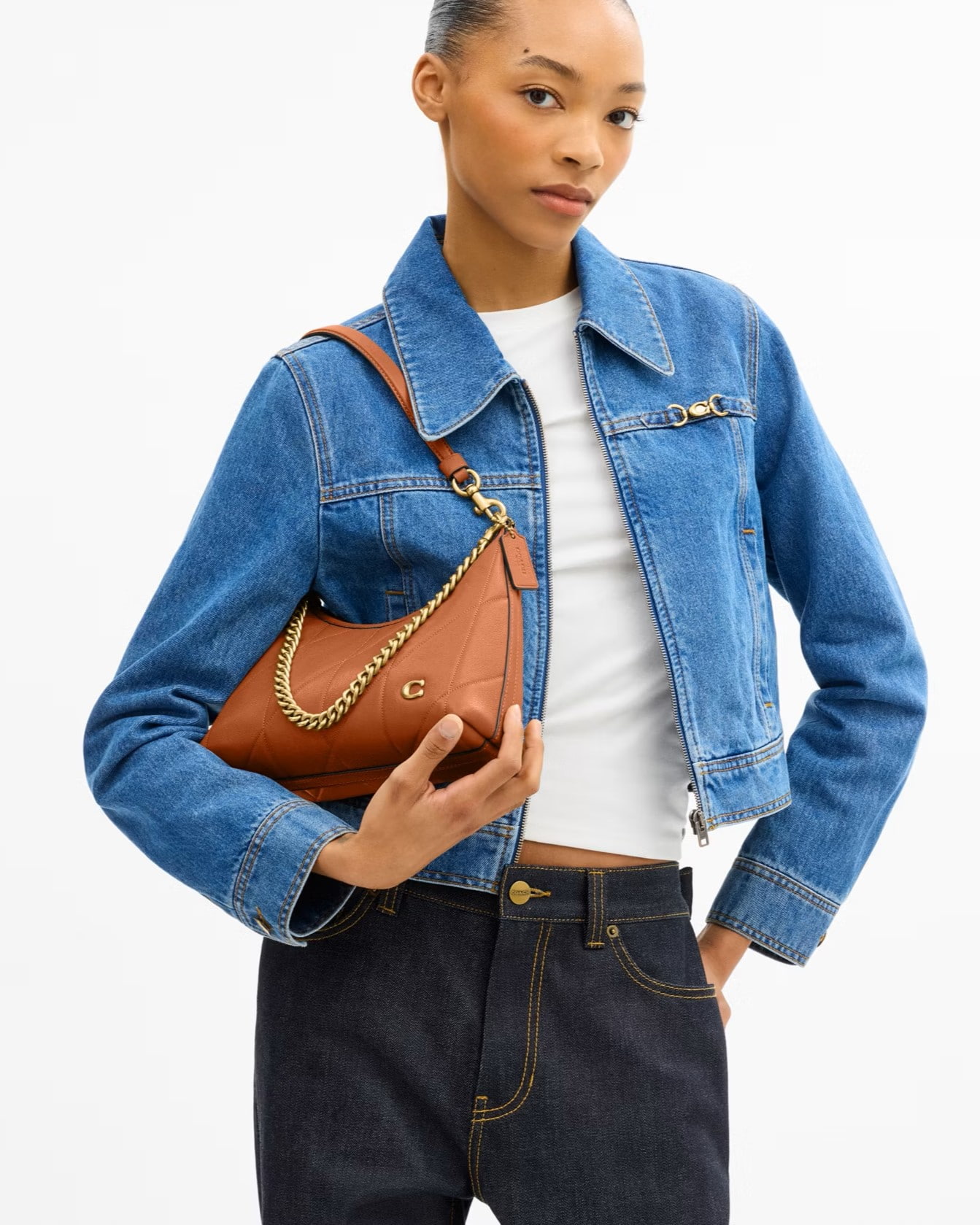 Túi Coach Juliet Shoulder Bag 25 With Quilting Amber Brown CDZ65 8