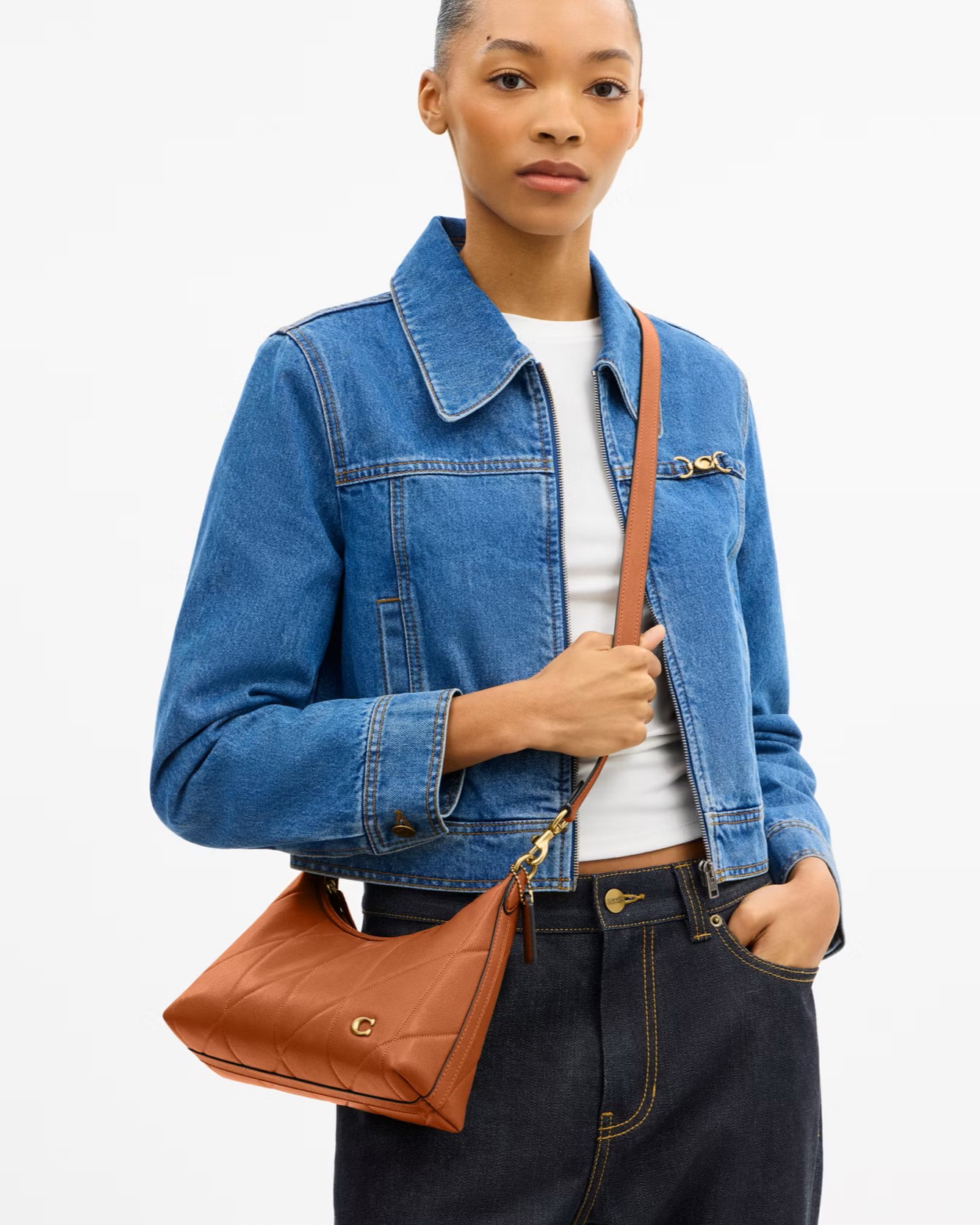 Túi Coach Juliet Shoulder Bag 25 With Quilting Amber Brown CDZ65 7