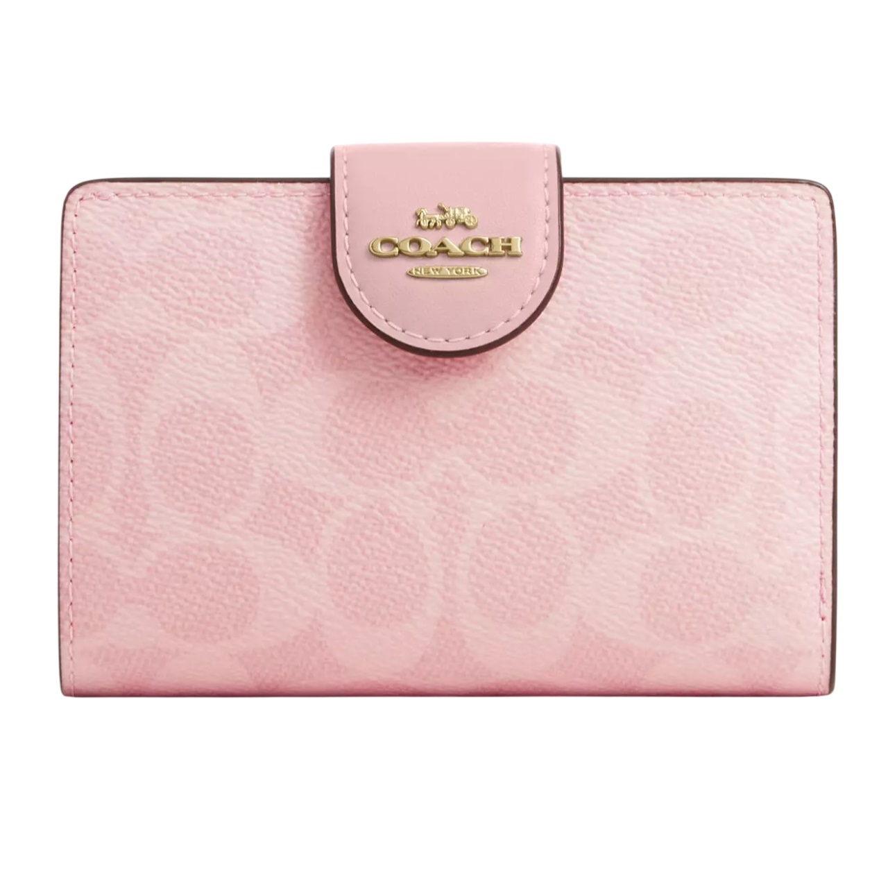 Ví Coach nữ Medium Corner Zip Wallet In Signature Canvas Powder Pink CW786 2