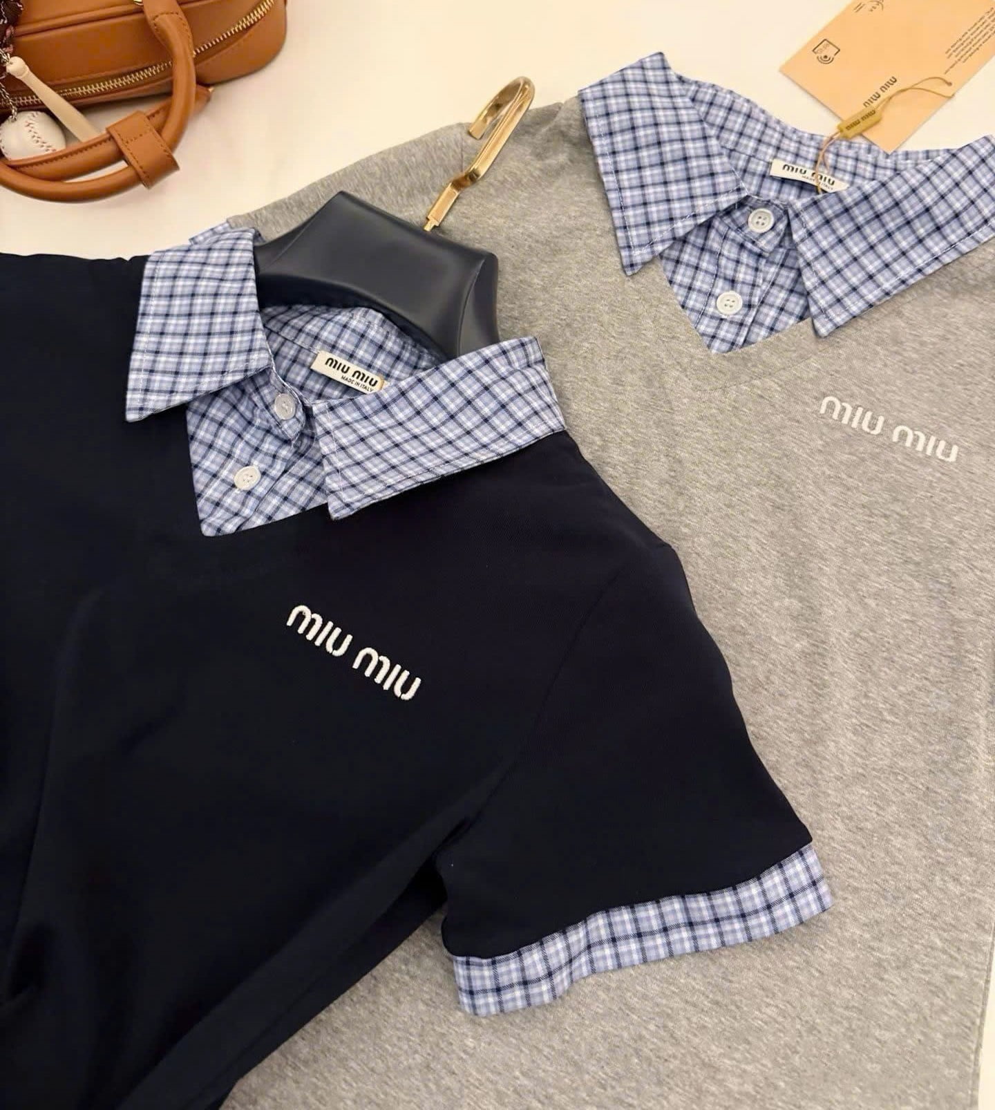 Áo đầm nữ phối cổ sơ mi Miu Miu 2
