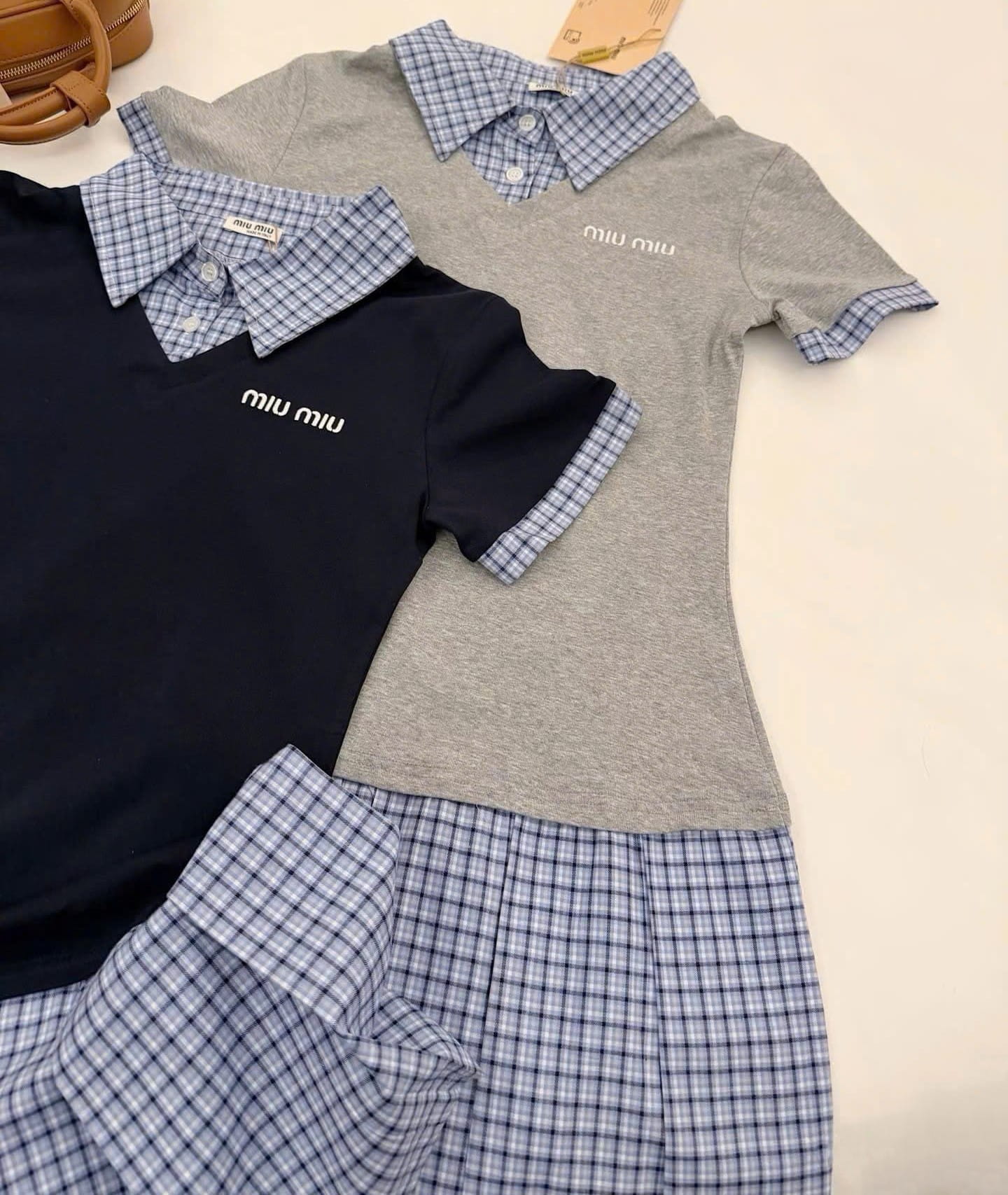 Áo đầm nữ phối cổ sơ mi Miu Miu 4