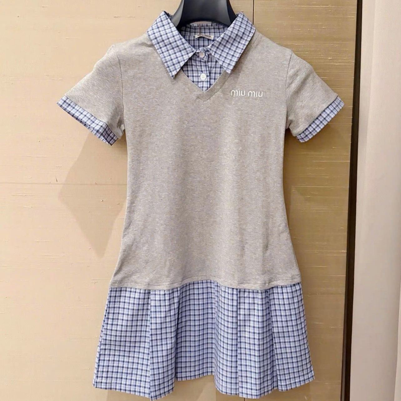 Áo đầm nữ phối cổ sơ mi Miu Miu 6