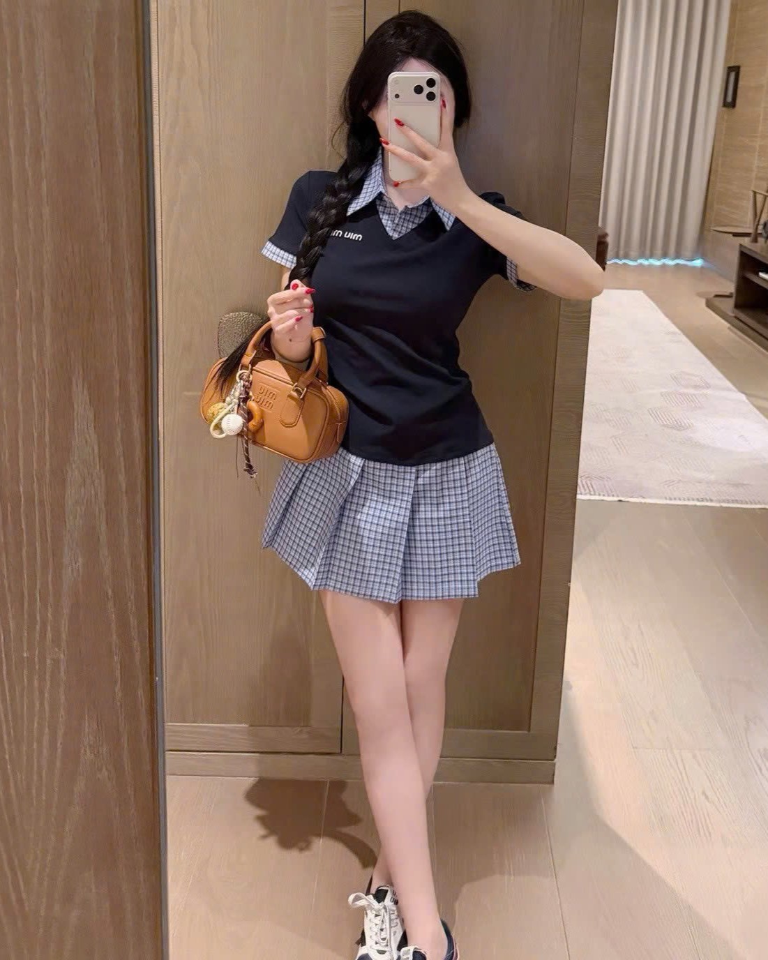 Áo đầm nữ phối cổ sơ mi Miu Miu 7