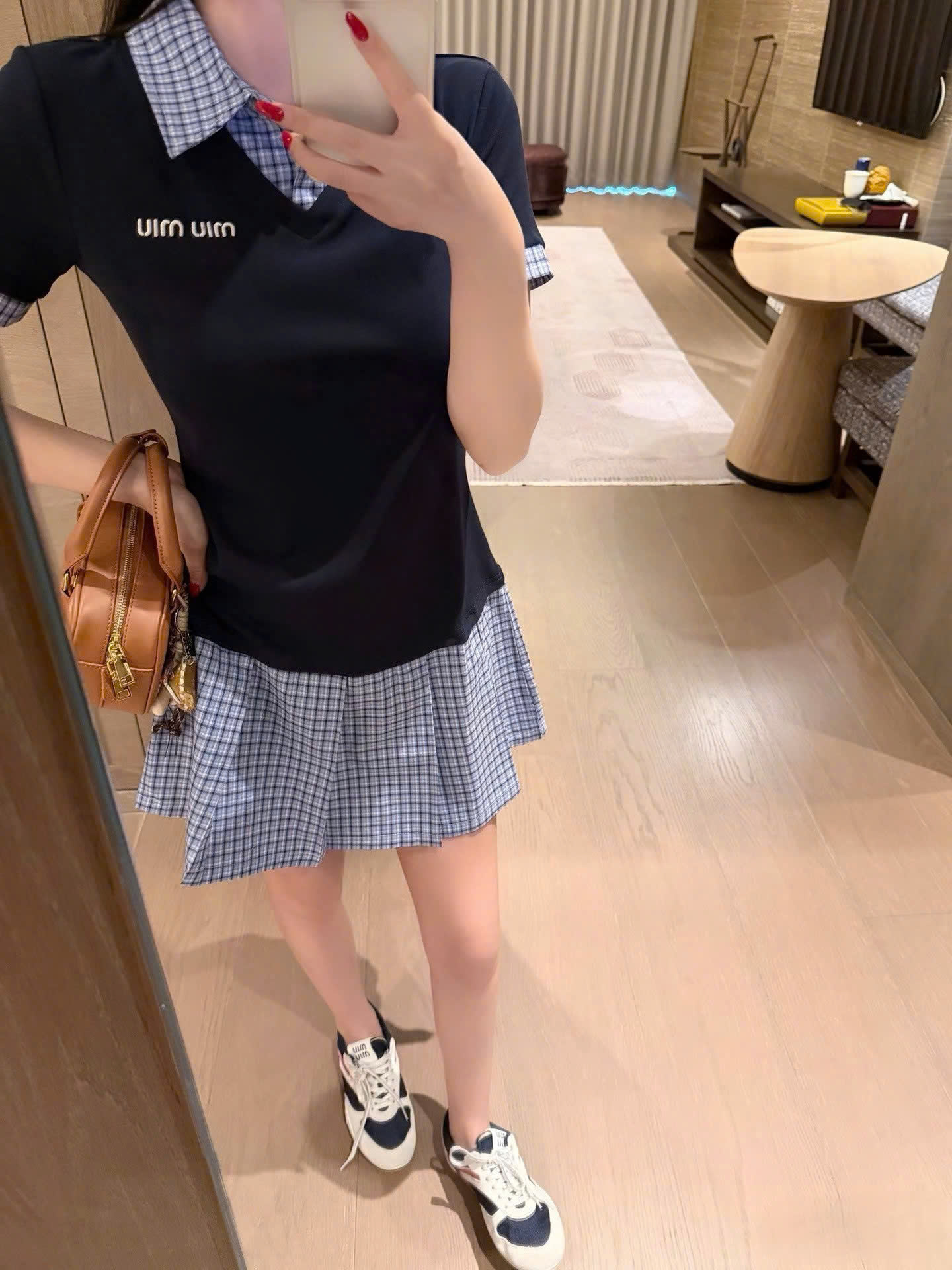 Áo đầm nữ phối cổ sơ mi Miu Miu 9