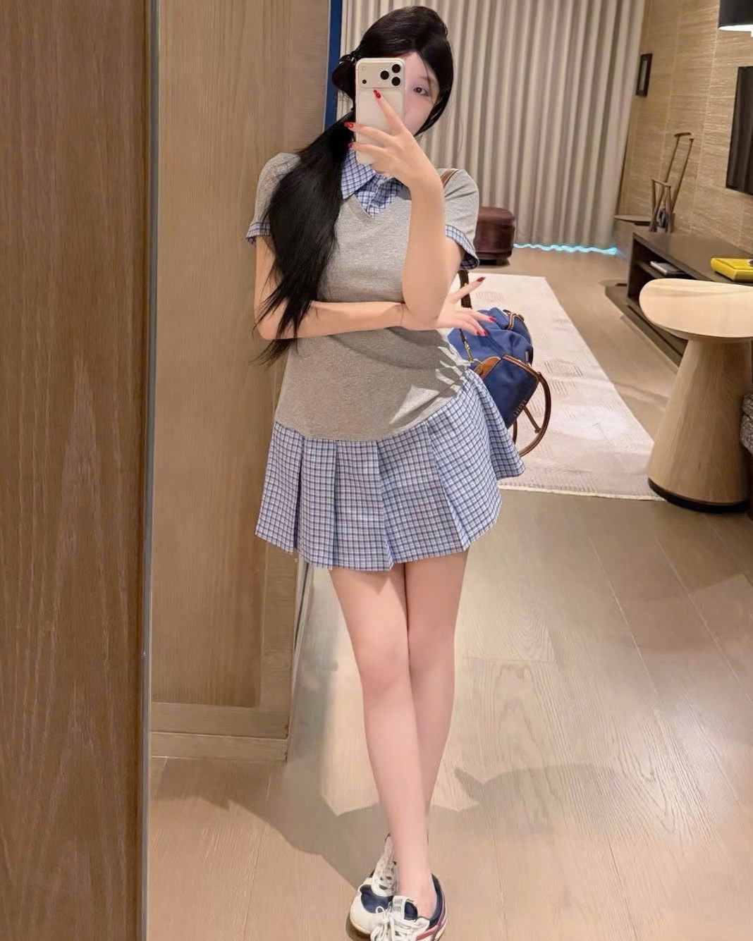 Áo đầm nữ phối cổ sơ mi Miu Miu 13