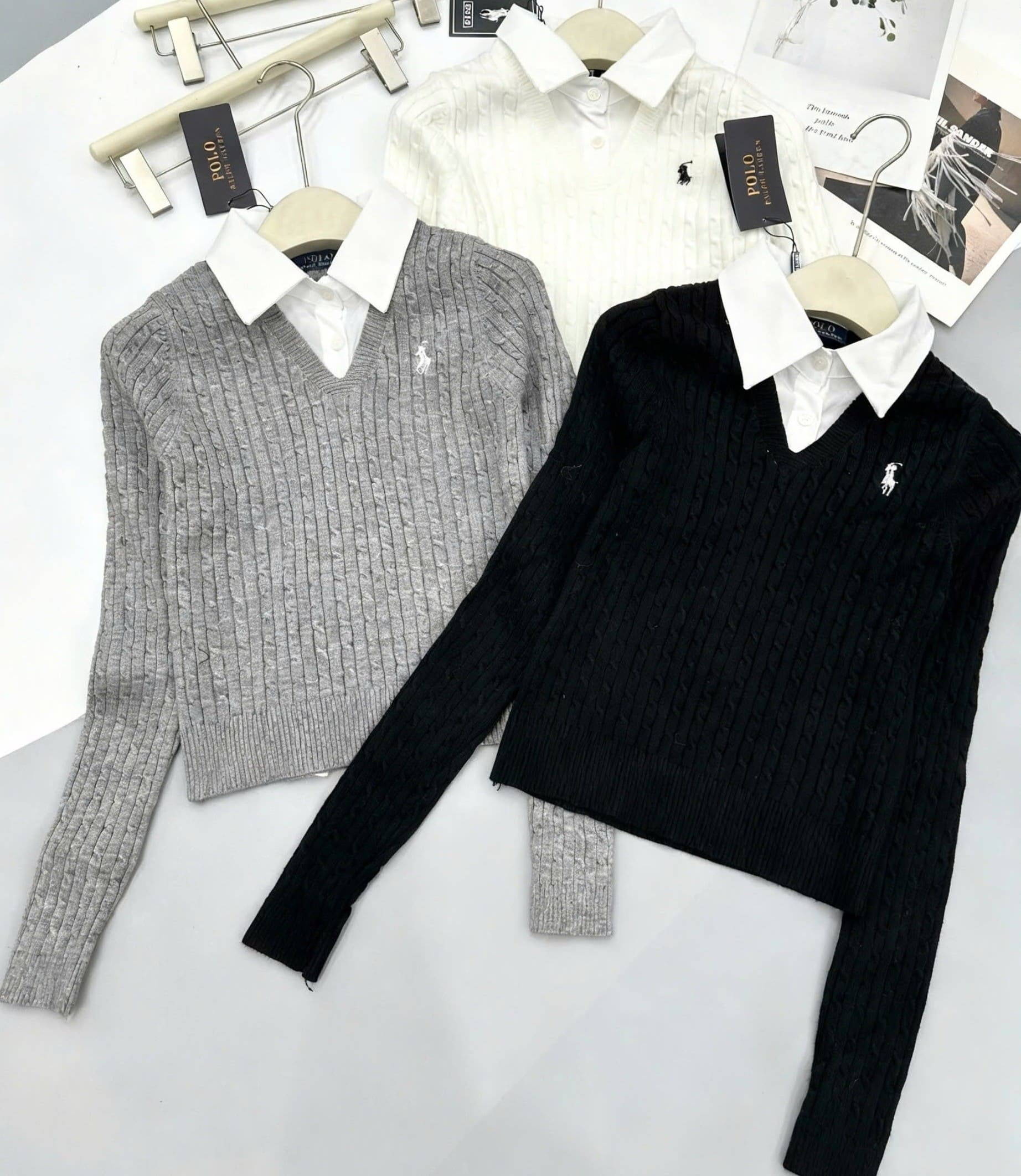 Set áo len váy xếp ly ngắn nữ Polo 1