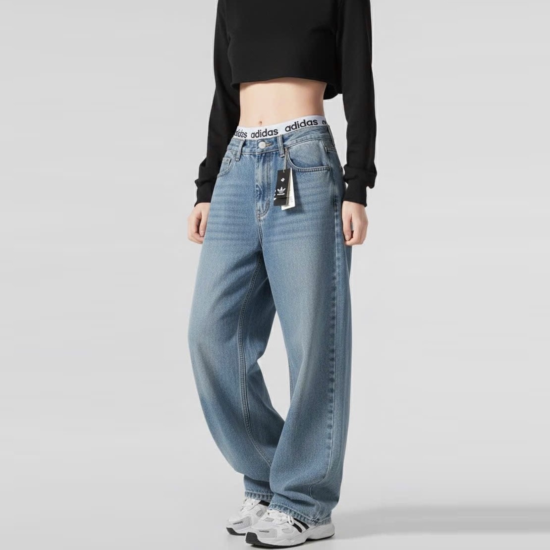 Quần jean suông xanh Adidas 5