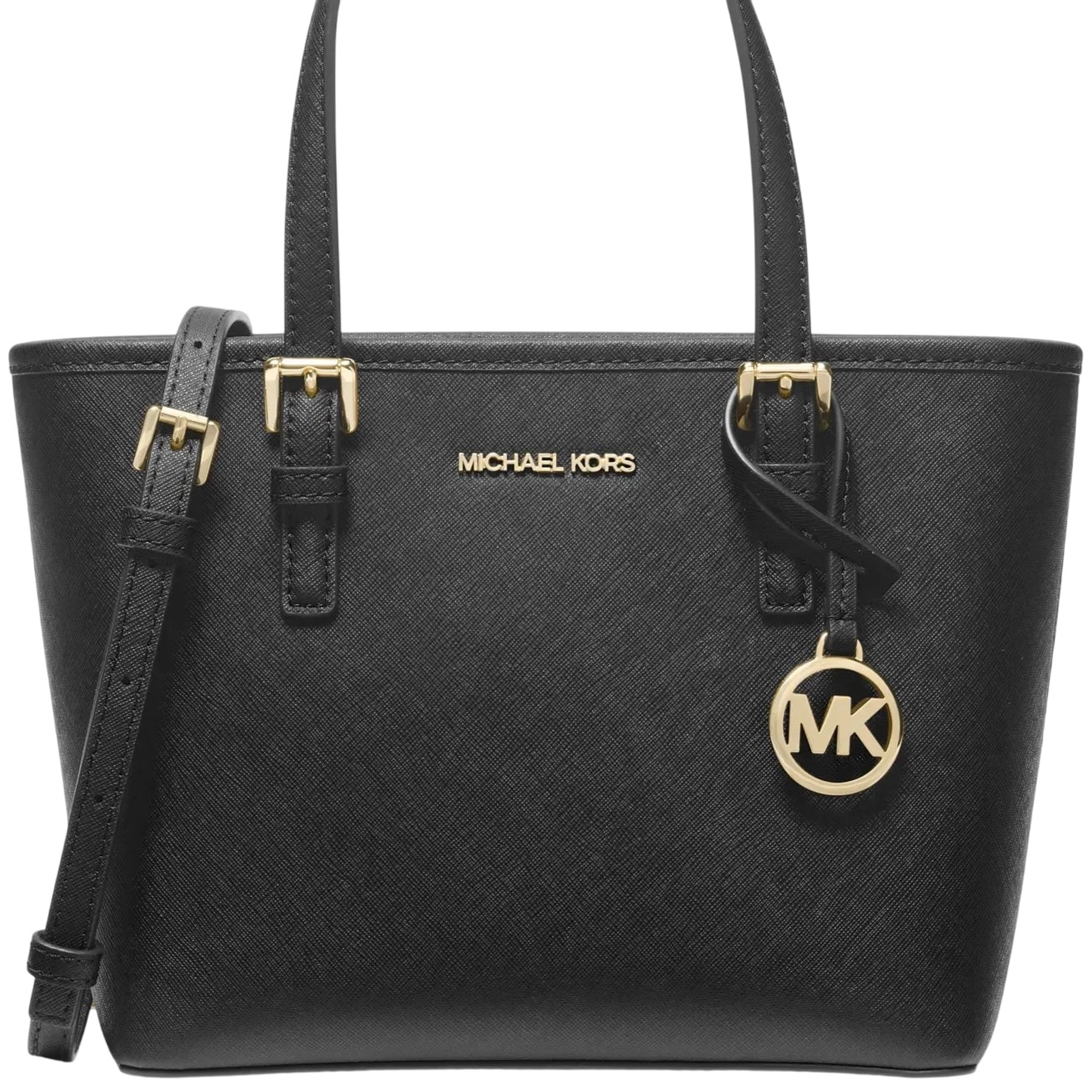 Túi Michael Kors Jet Set Travel Extra-Small Saffiano Leather Top-Zip Tote Bag Black 35T9GTVT0L 4