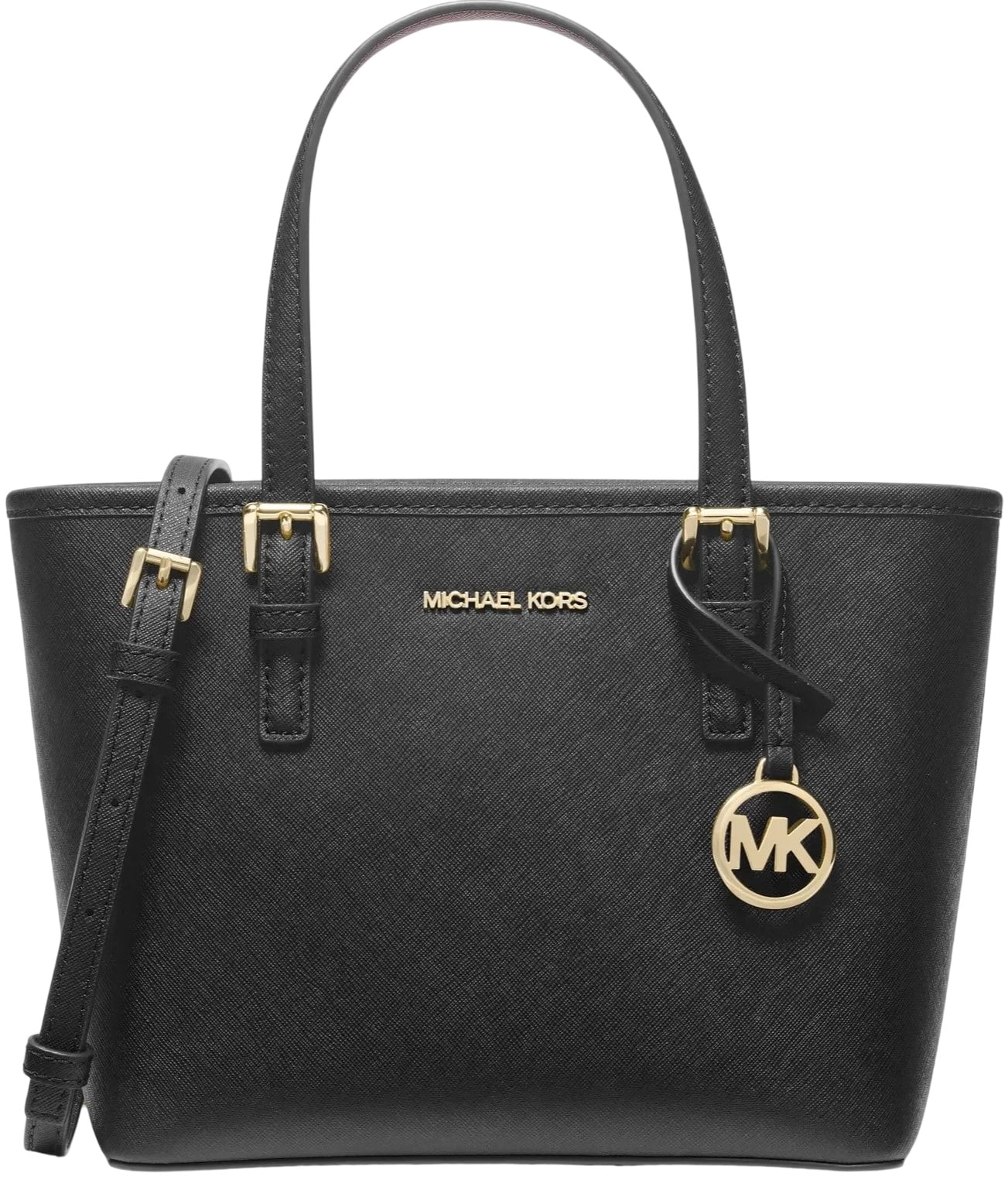 Túi Michael Kors Jet Set Travel Extra-Small Saffiano Leather Top-Zip Tote Bag Black 35T9GTVT0L 6