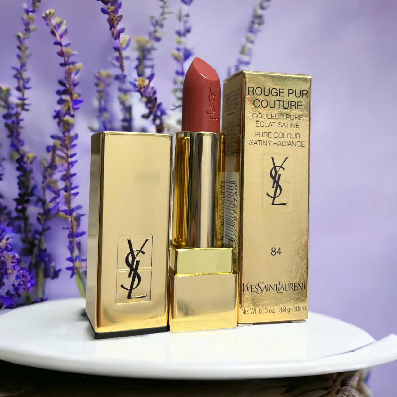 SON YSL YVES SAINT LAURENT ROUGE PUR COUTURE SATIN RADIANCE 84 NUDE FOUGUEUX LIPSTICK 9