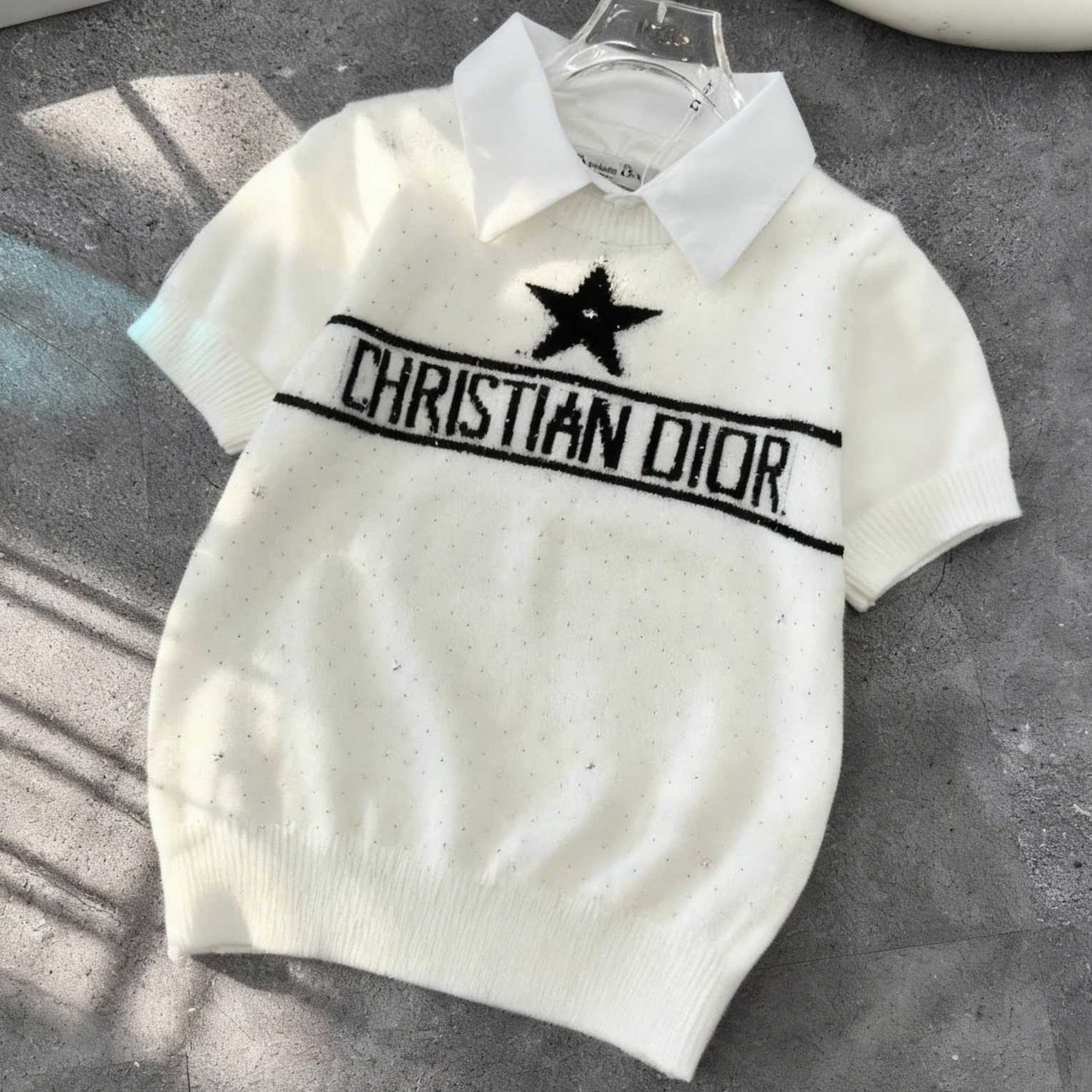 Áo len cổ sơ mi Dior 4