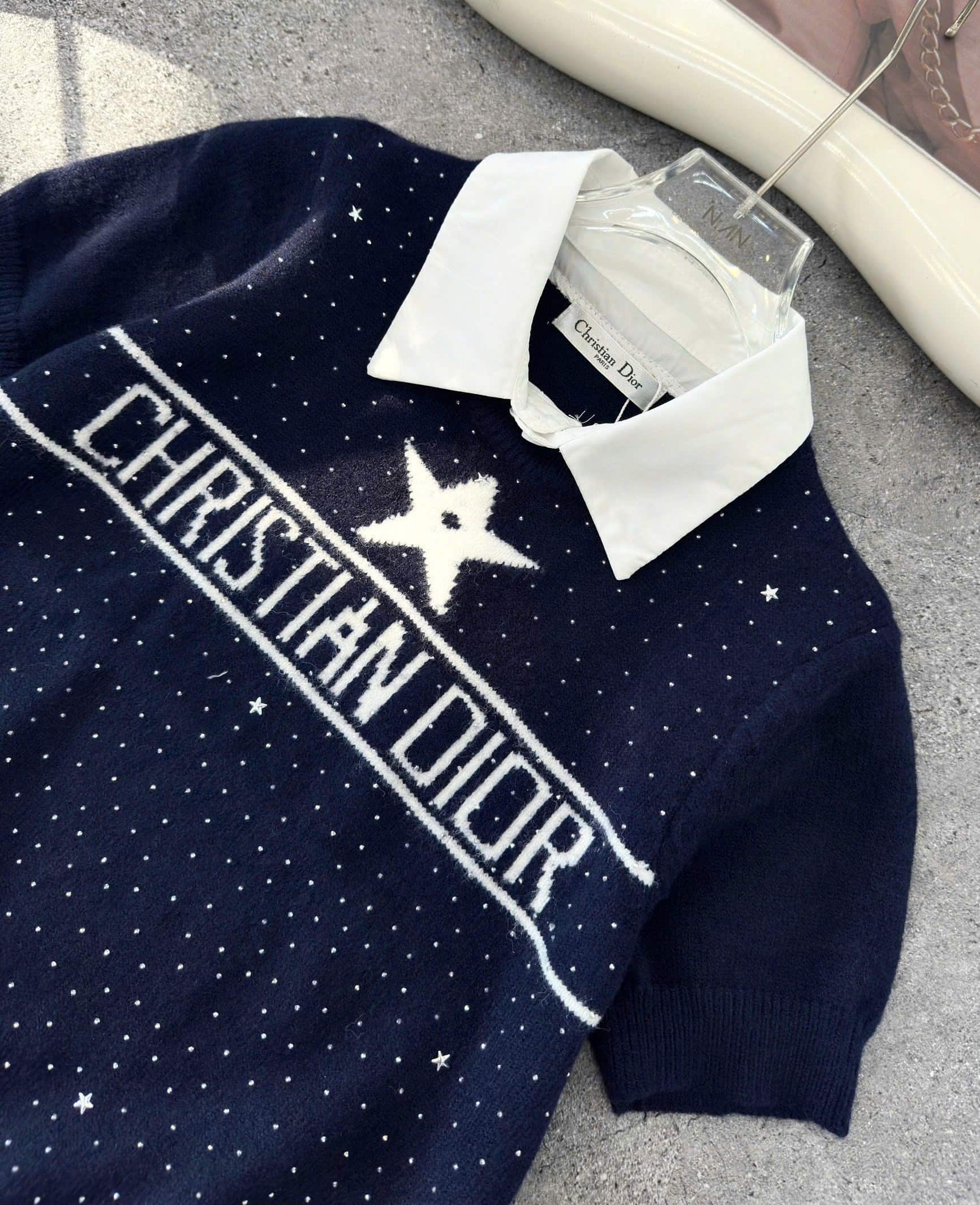 Áo len cổ sơ mi Dior 5