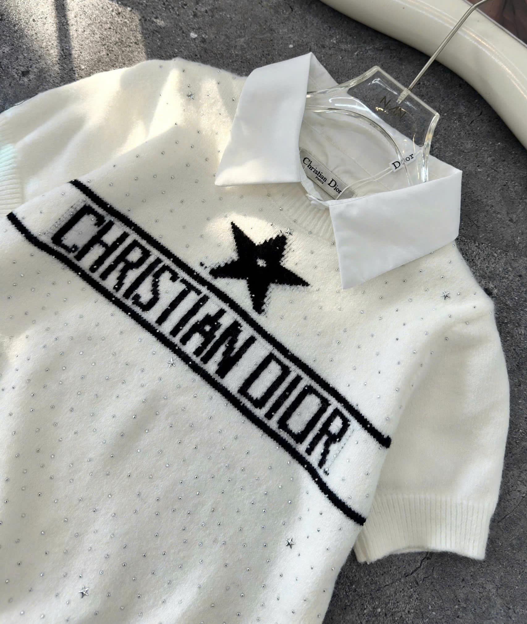 Áo len cổ sơ mi Dior 6