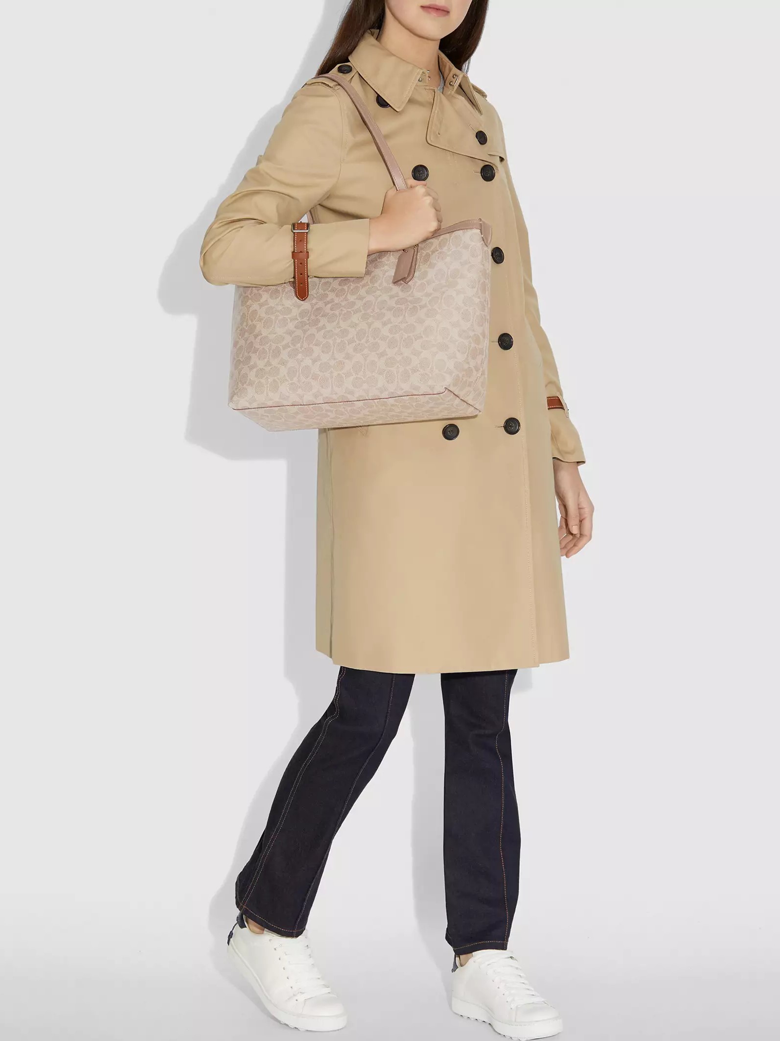 Túi Coach Central Tote With Zip In Signature Canvas Sand Taupe 69422 1