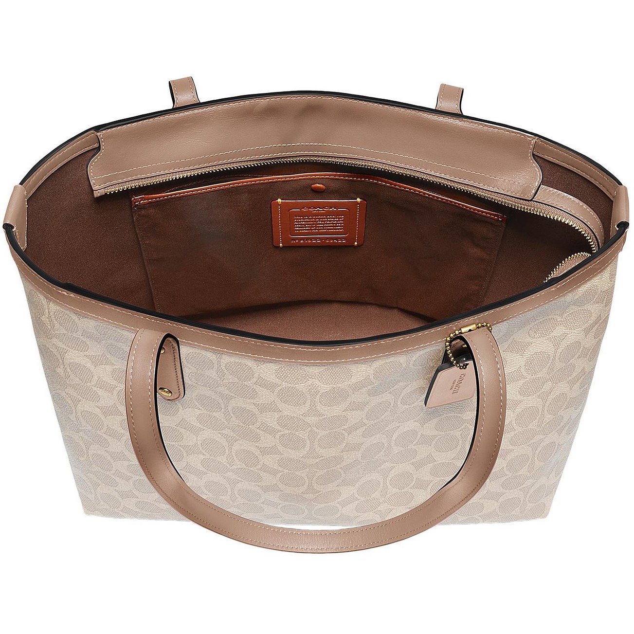 Túi Coach Central Tote With Zip In Signature Canvas Sand Taupe 69422 4