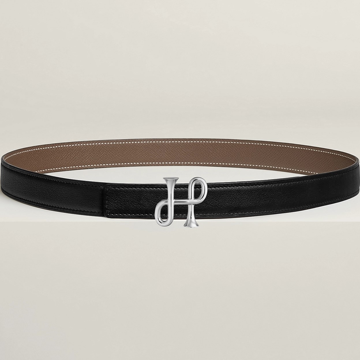 Dây nịt nữ Hermes Cor Baroque Belt Buckle Reversible Leather Strap Étoupe 24 mm 1